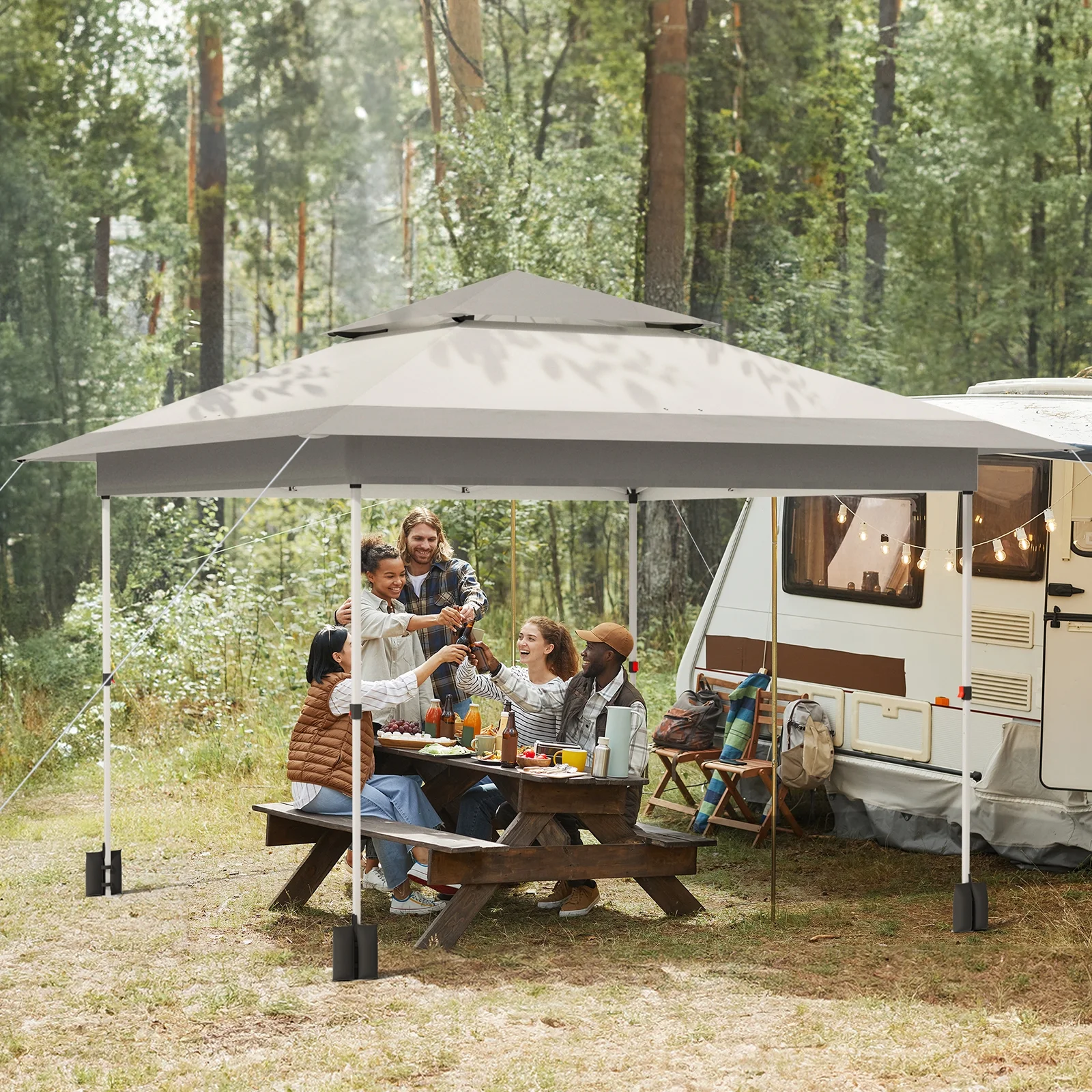 Pirecart 12' x 12' Pop-up Canopy Tent Waterproof Outdoor Gazebo Shelter with Wheeled Bag, Instand Canopy , White - Image 26