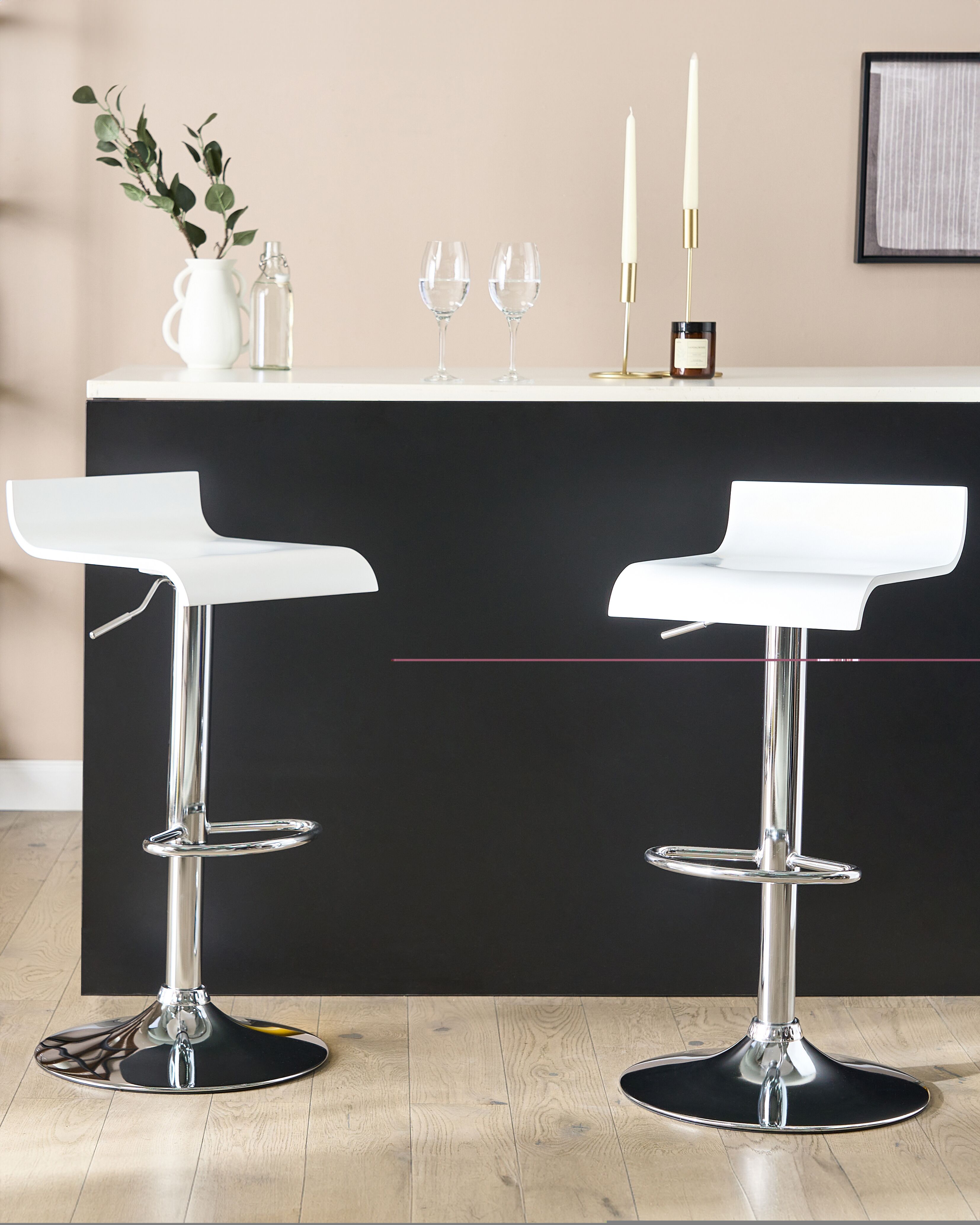 Set of 2 Bar Chairs VALENCIA Swivel White