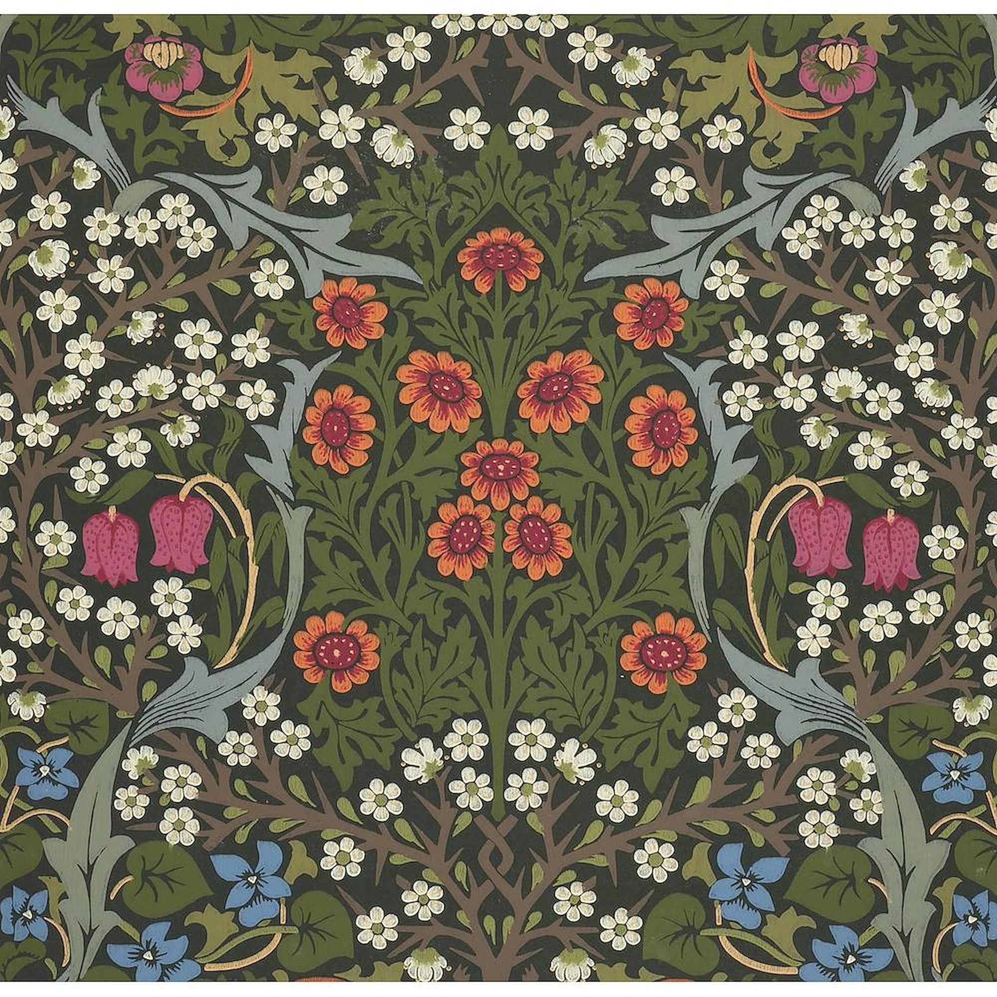 CafePress - William Morris Blackthorn Garden Flower Classic - Queen Duvet