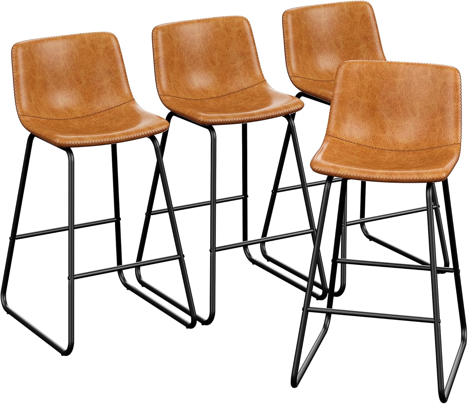Bar Stools Set of 4, PU Leather Counter Height Bar Stools, 26