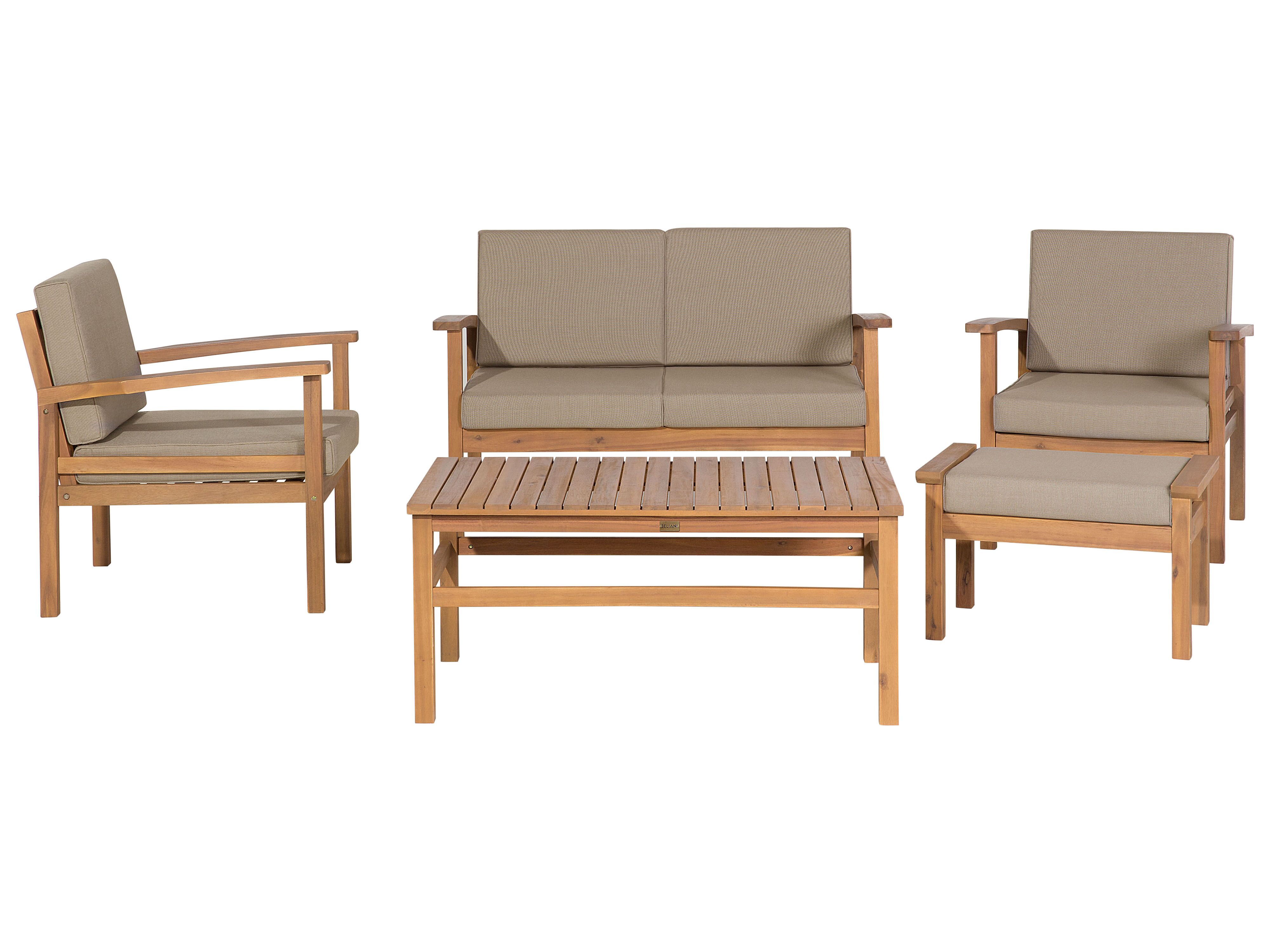 Garden Lounge Set with Table 4 Seater MANILA Certified Acacia Wood Light Brown
