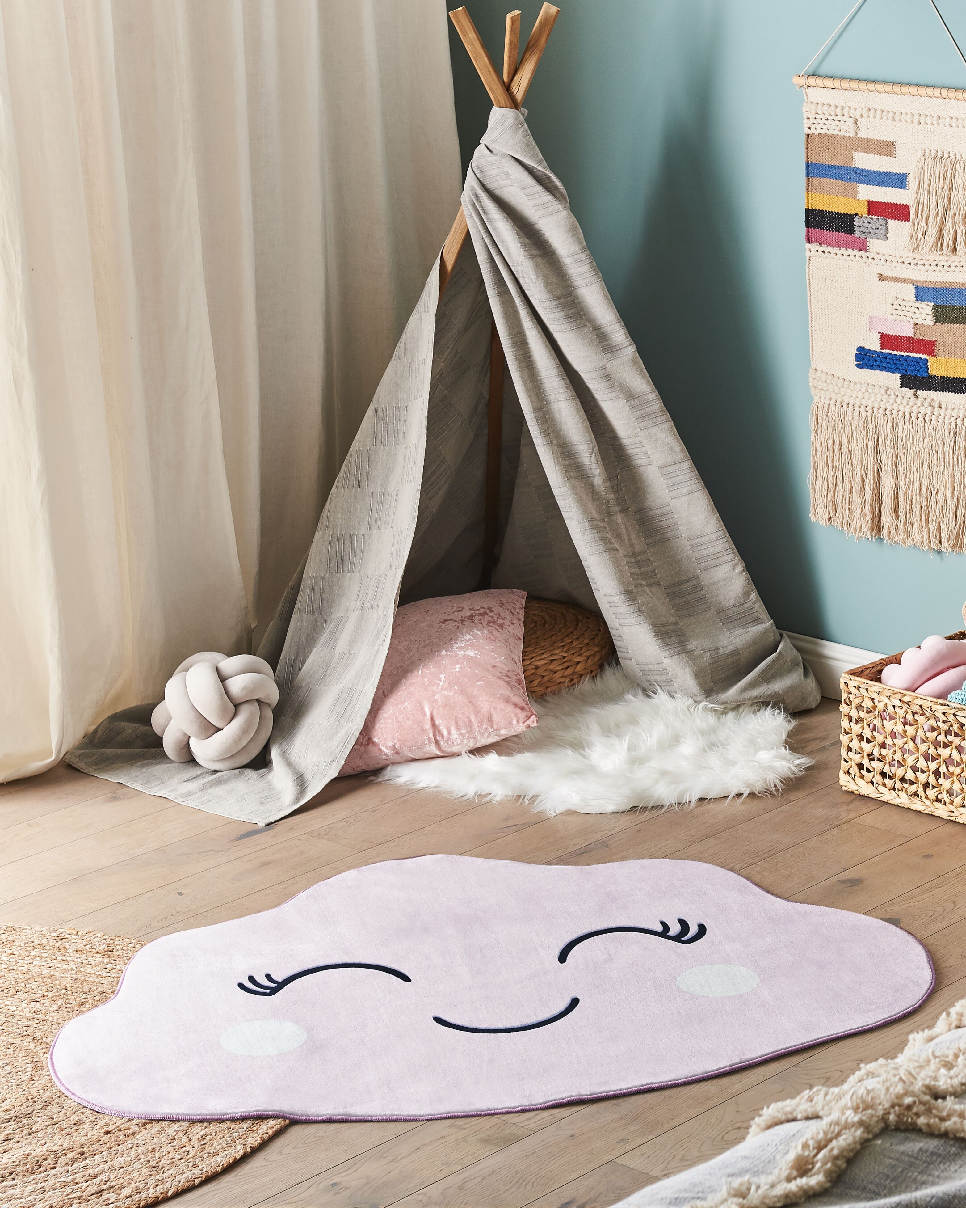 Kids Rug CUMULUS Pastel Pink 90 x 120 cm