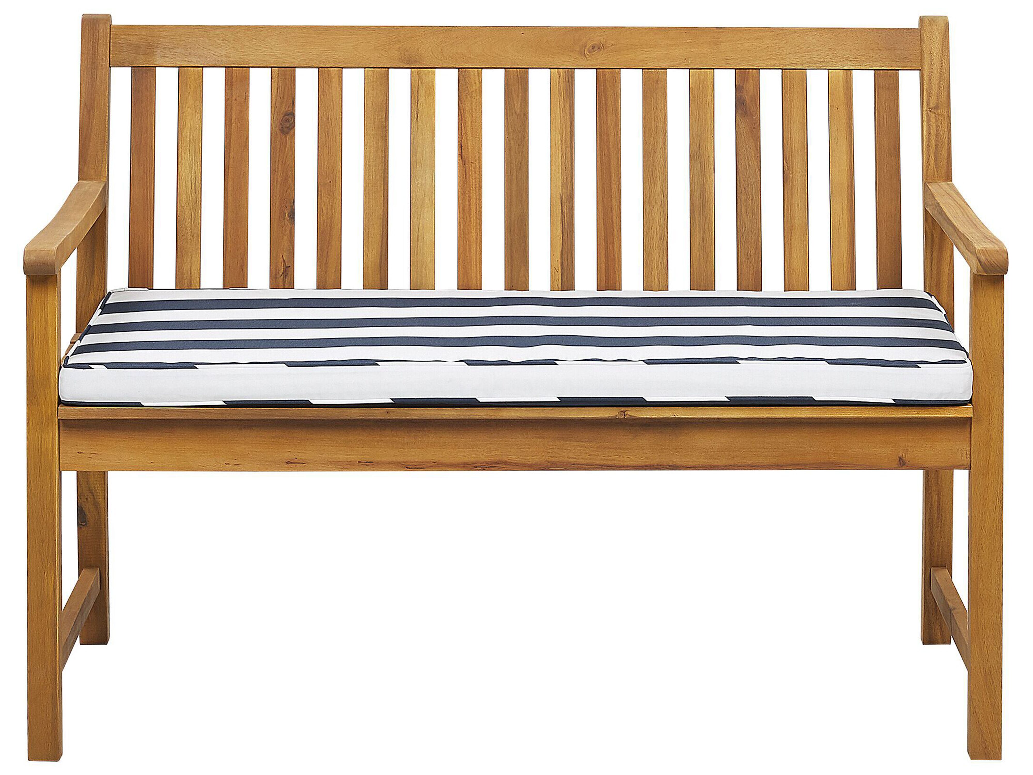 Garden Bench with Cushion VIVARA 120 cm Certified Acacia Wood Navy Blue