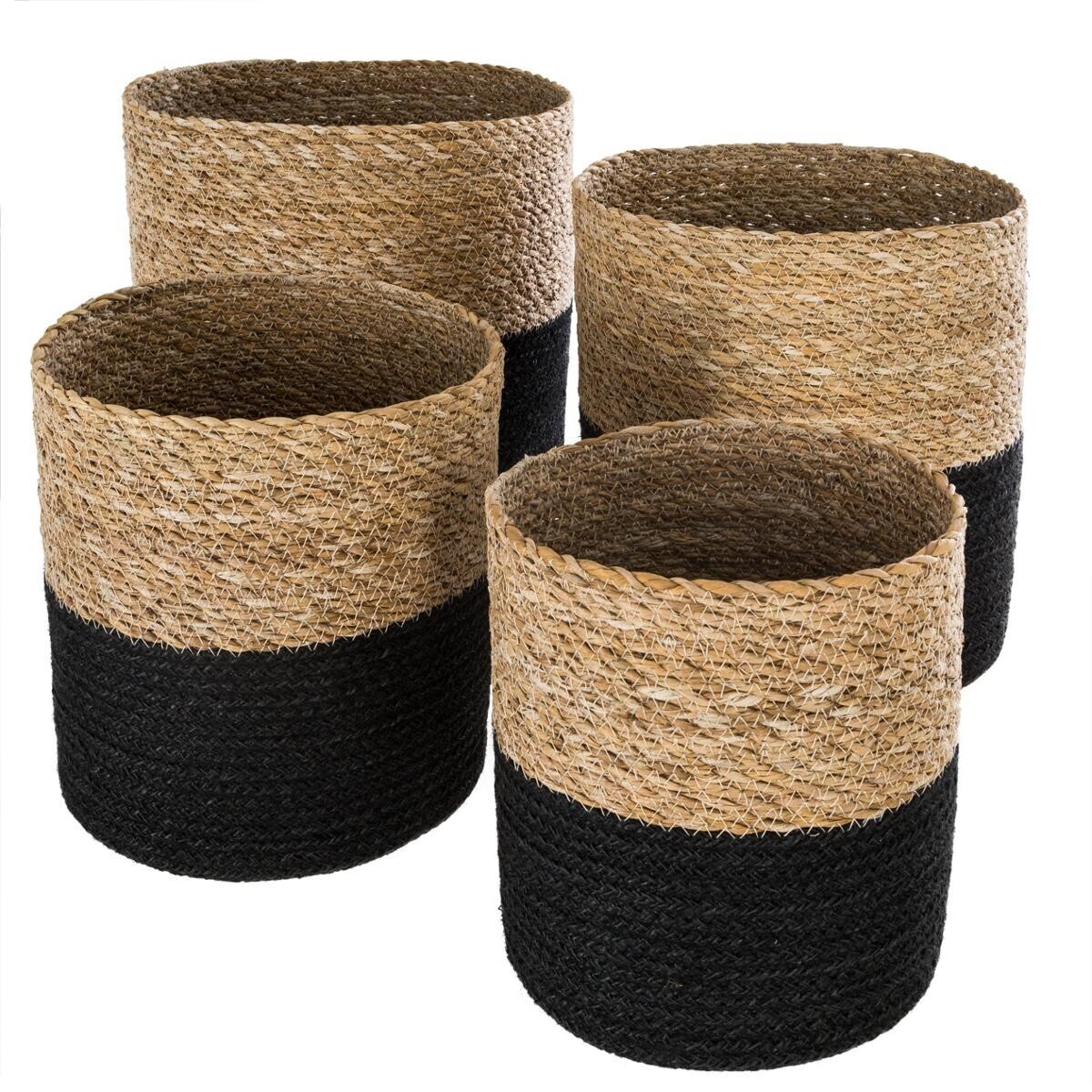Set of 4 jute baskets Black
