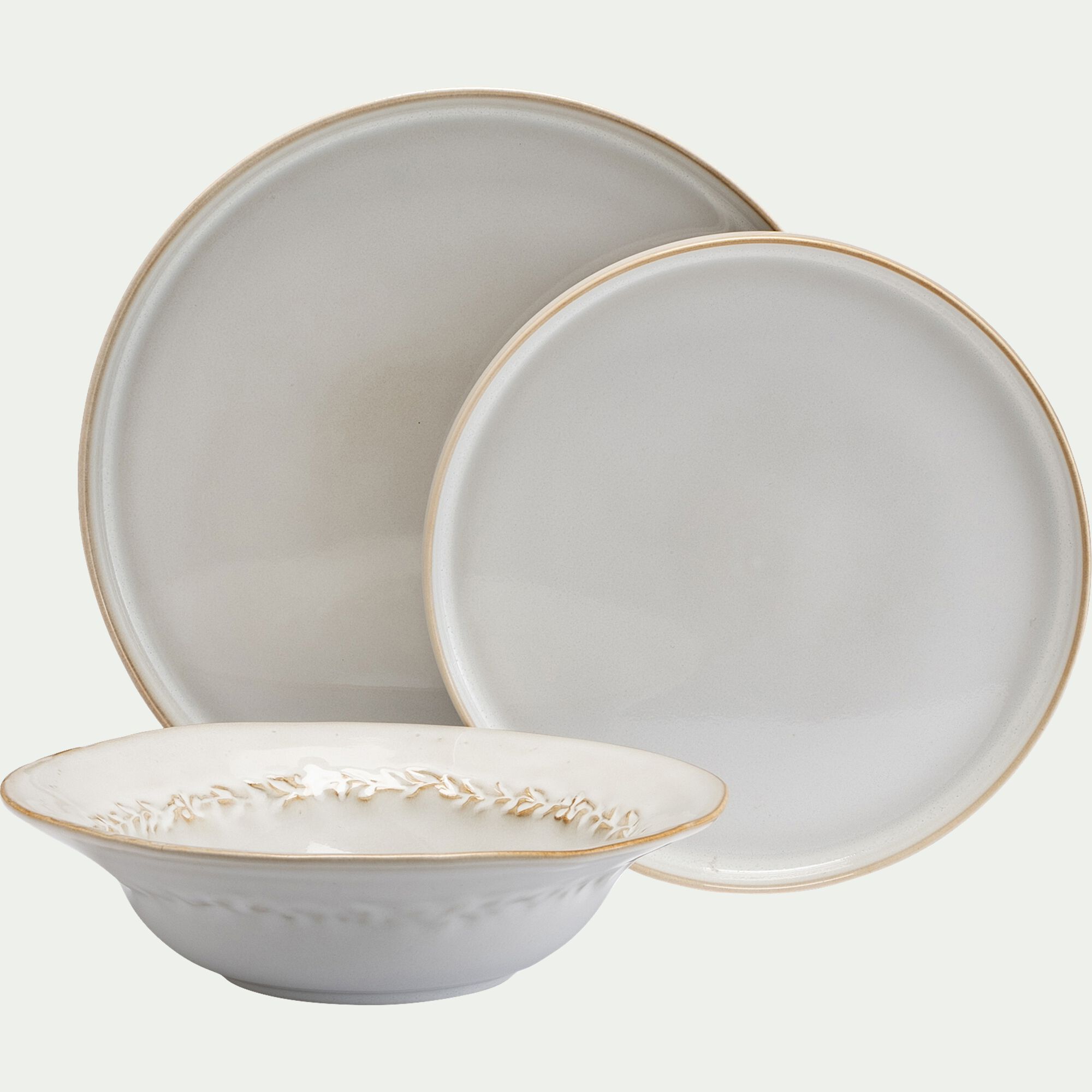 ALBA - Assiette plate en grès D27cm - beige alpilles