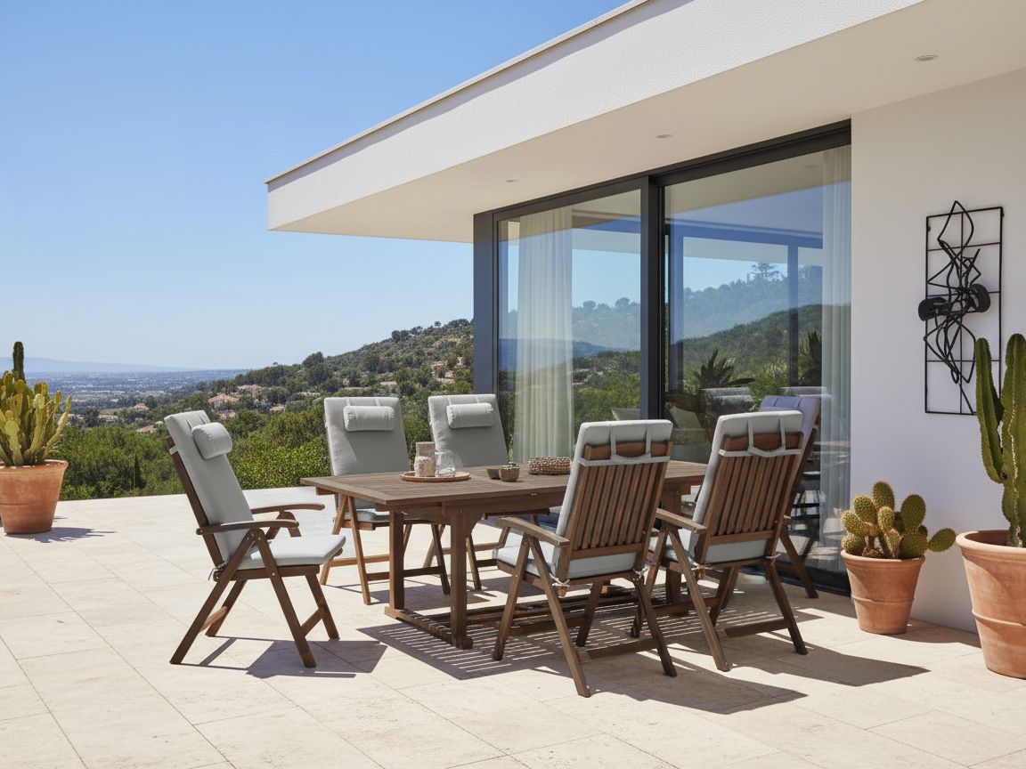 Garden Dining Set 6 Seater AMANTEA PREMIUM Acacia Wood Grey Melange