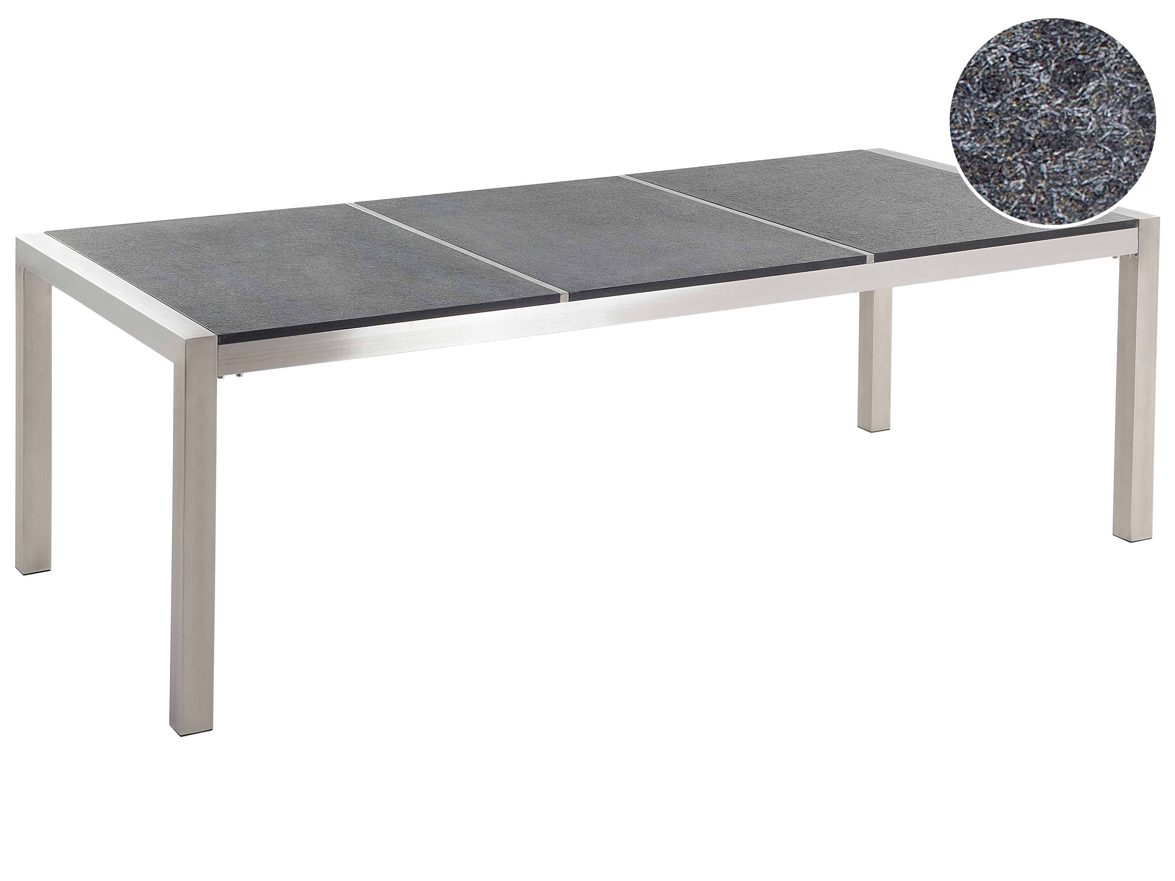 Garden Dining Table GROSSETO 220 cm 100 cm Flamed Granite Graphite Grey