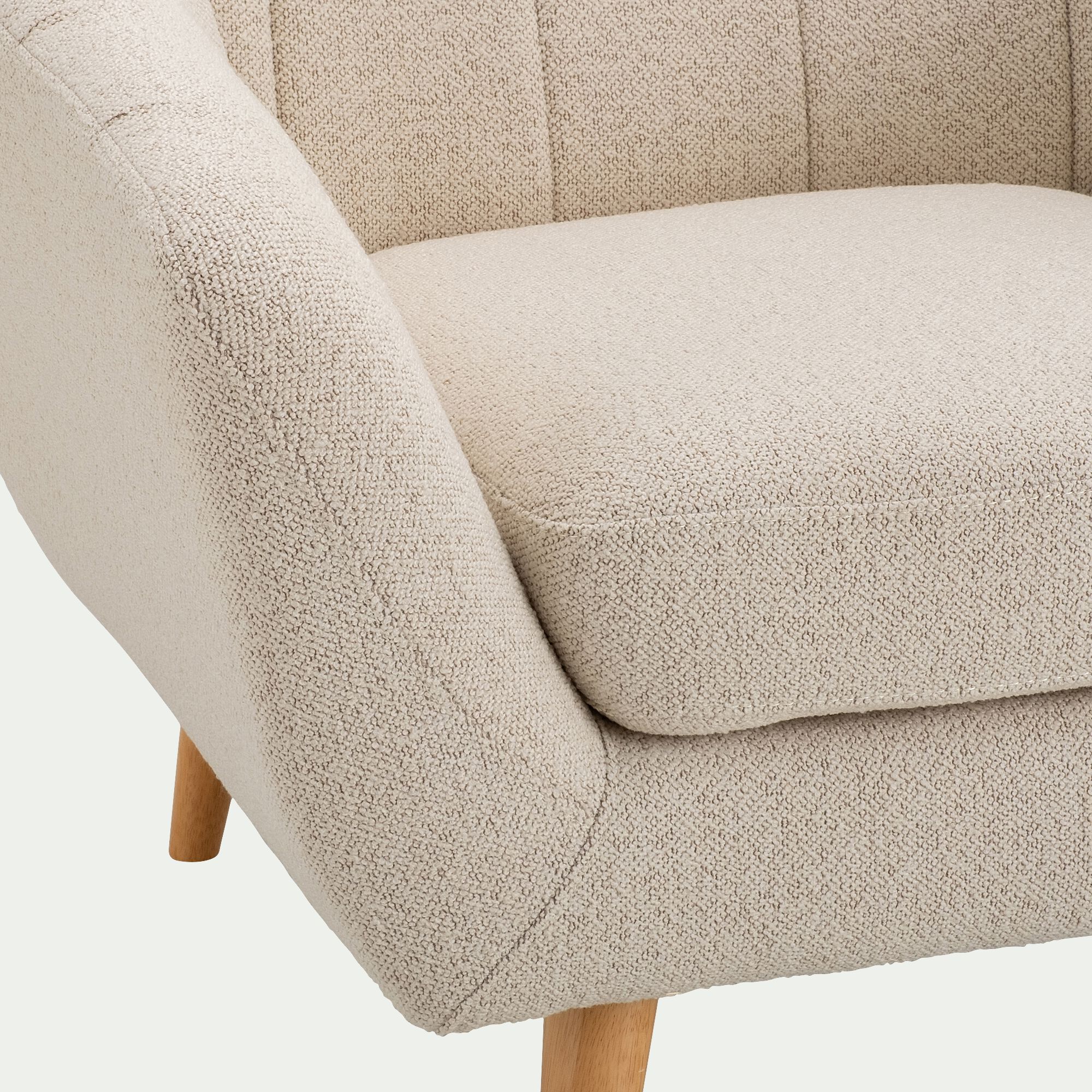 SHELL - Canapé 3 places fixe en tissu bouclette monza - beige