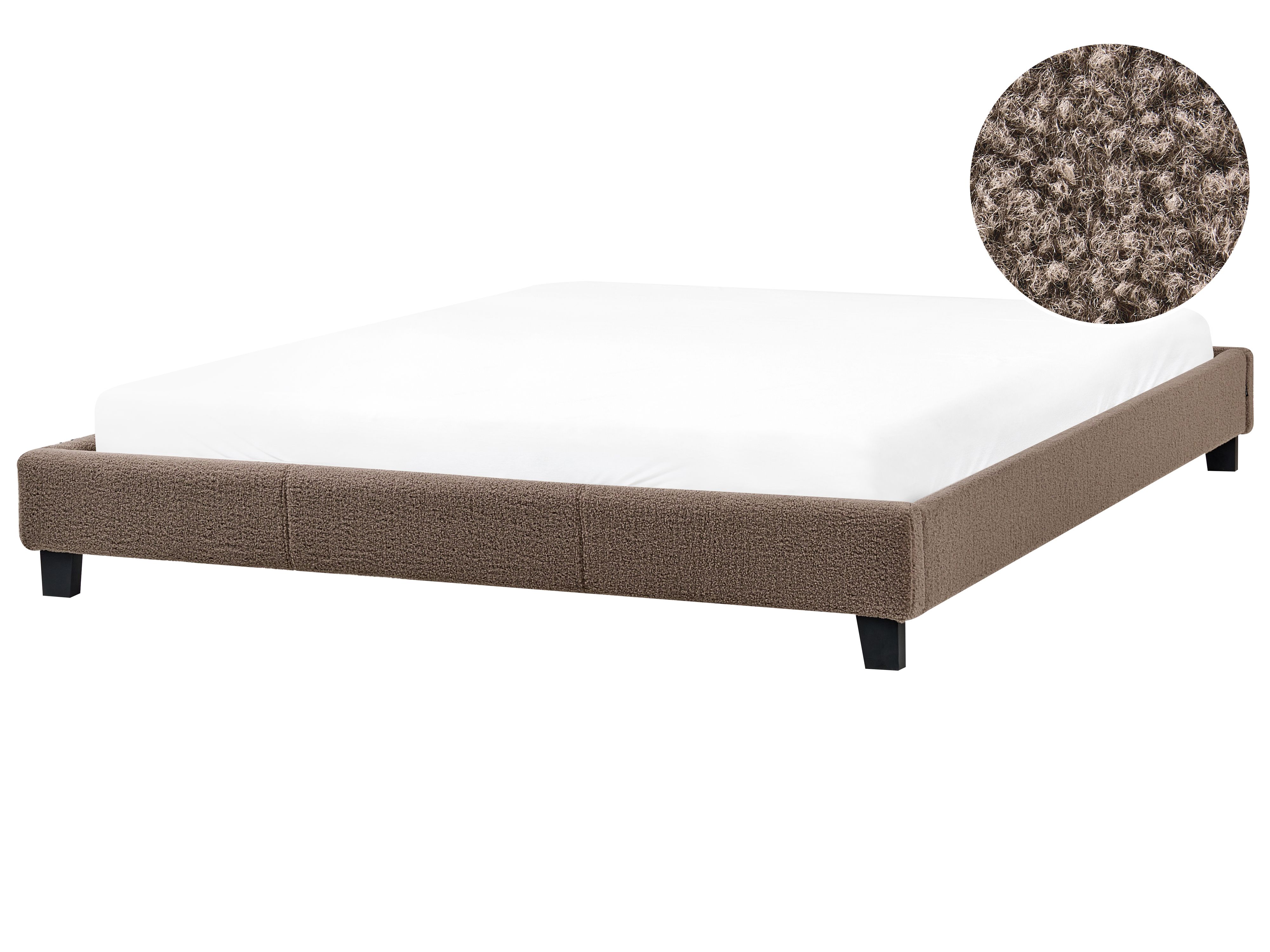 Bed without Headboard Boucle ROANNE 180 x 200 cm (EU Super King) Taupe