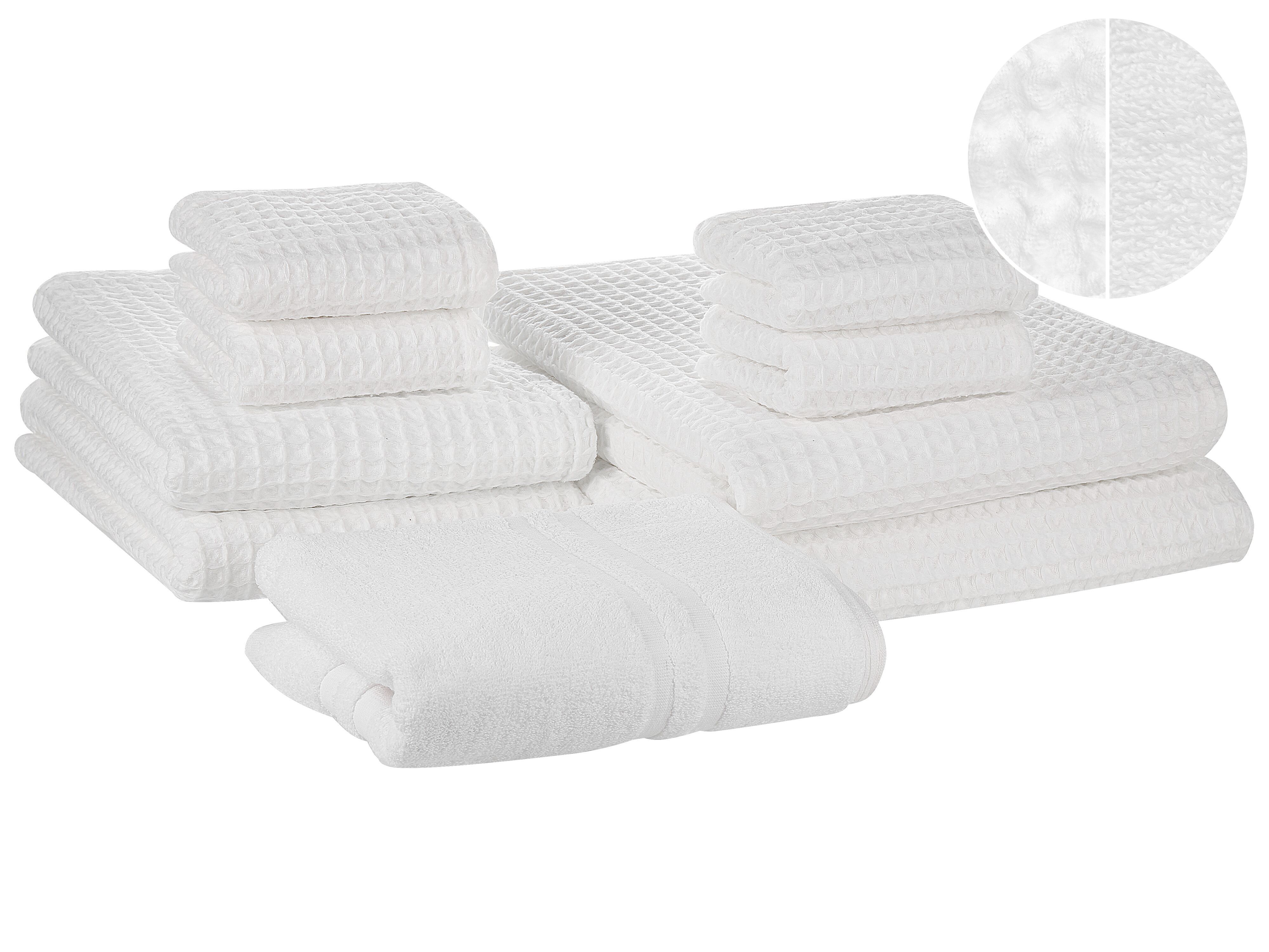 Set of 9 Towels AREORA Cotton White