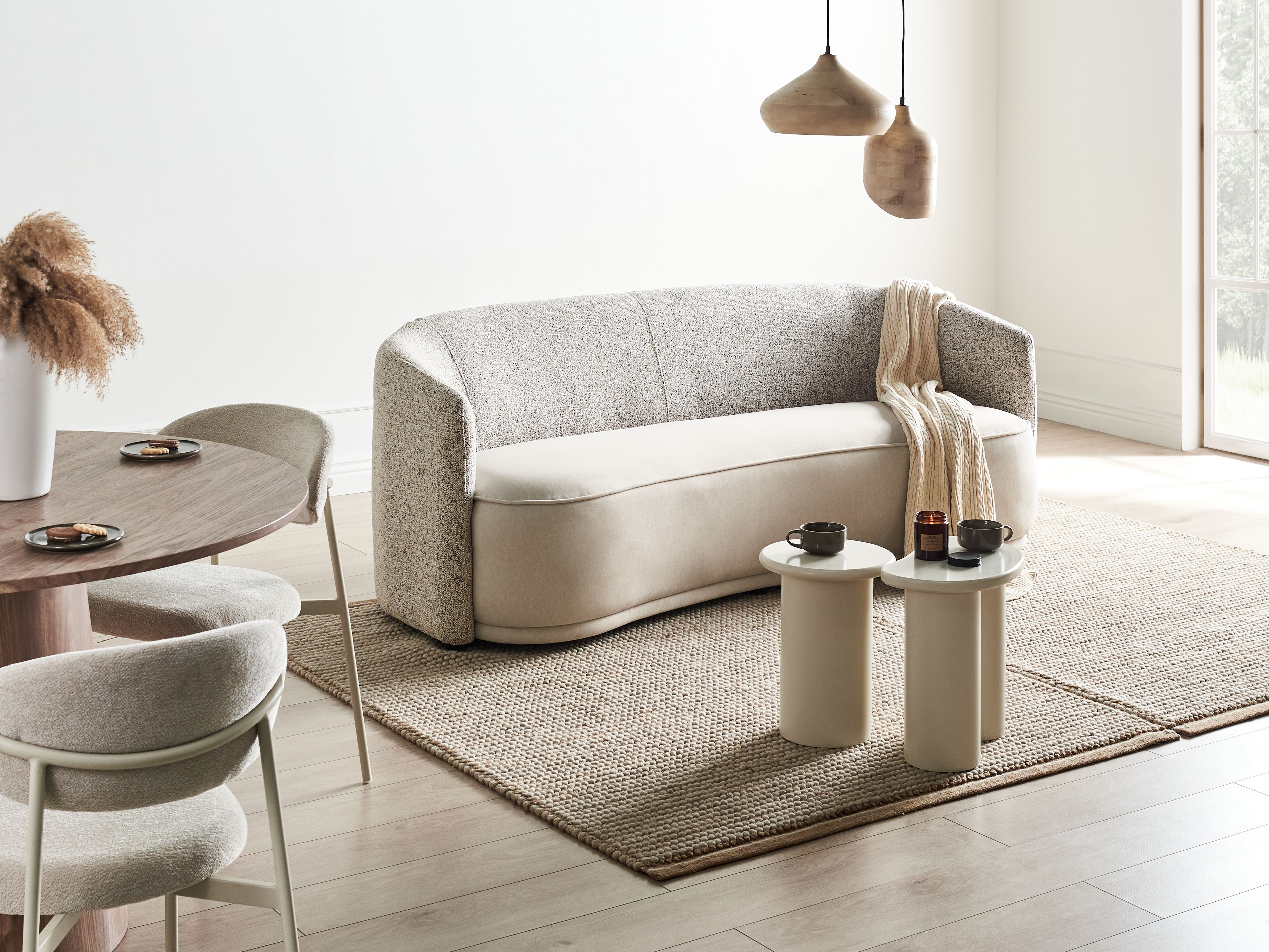 Sofa 3 Seater ROSET Fabric Light Beige