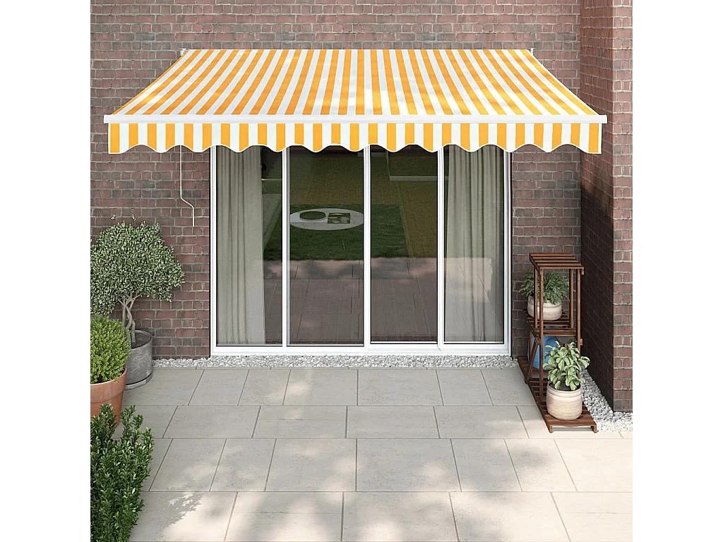 Auvent rétractable automatique jaune et blanc 3,5x2,5 m WVGQ1193
