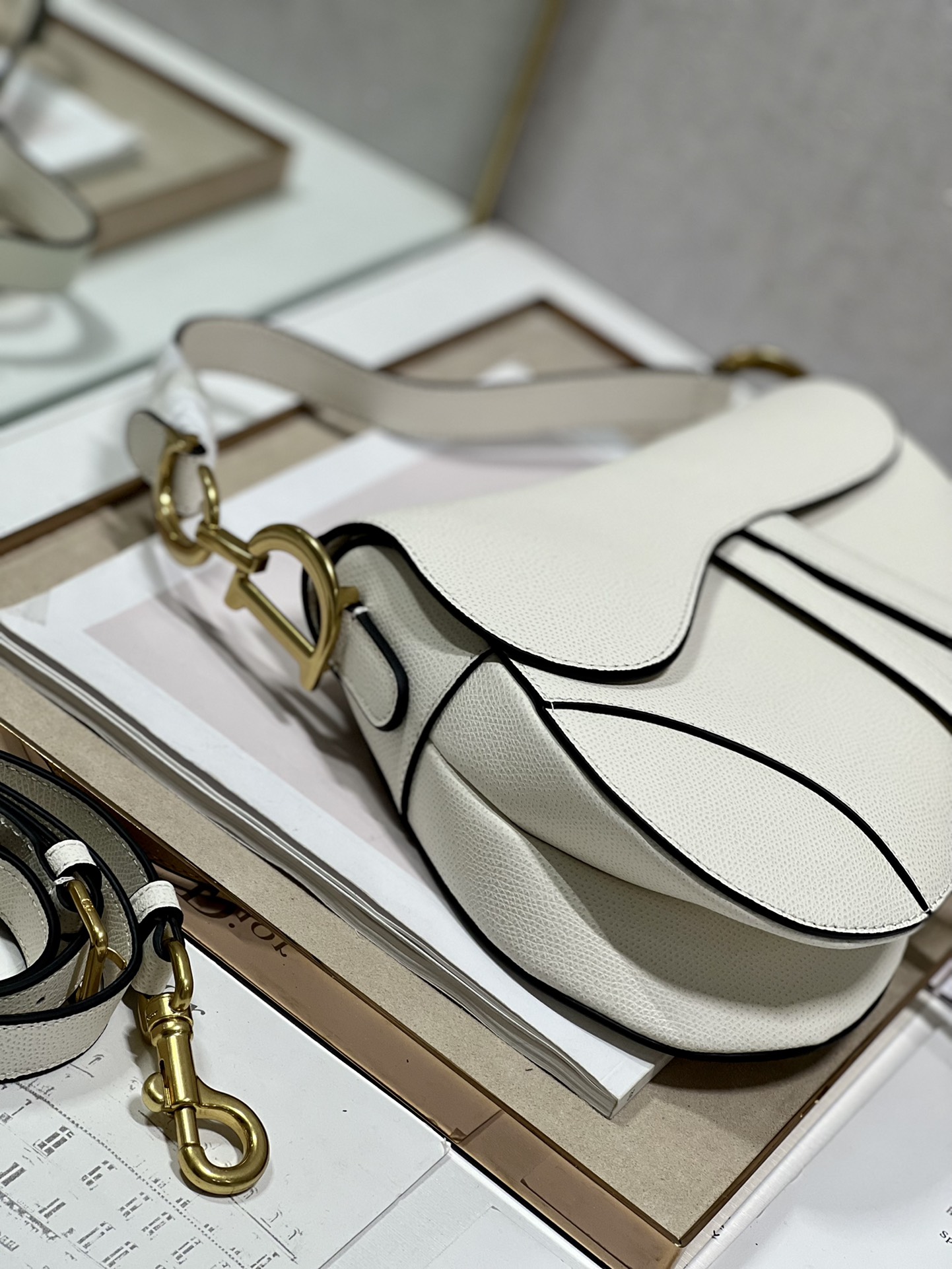 Dior Christian Saddle Bag With Strap White For Women 10in/25.5cm1:1High-quality replica
