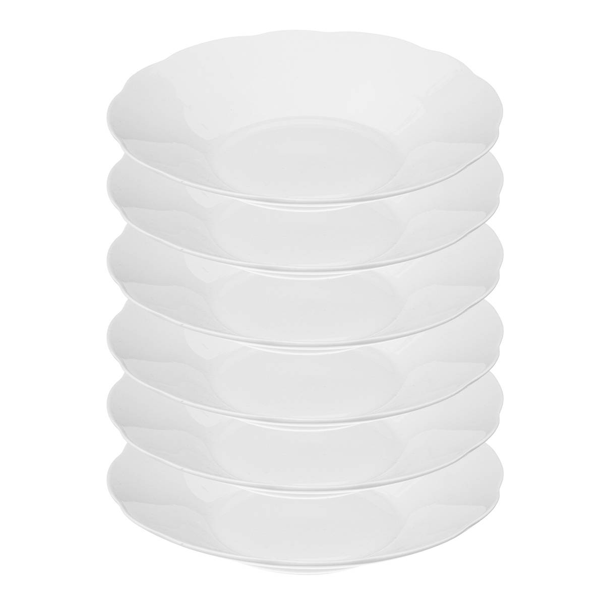 Set of 6 deep plates "Alma" D.22.5 cm, White