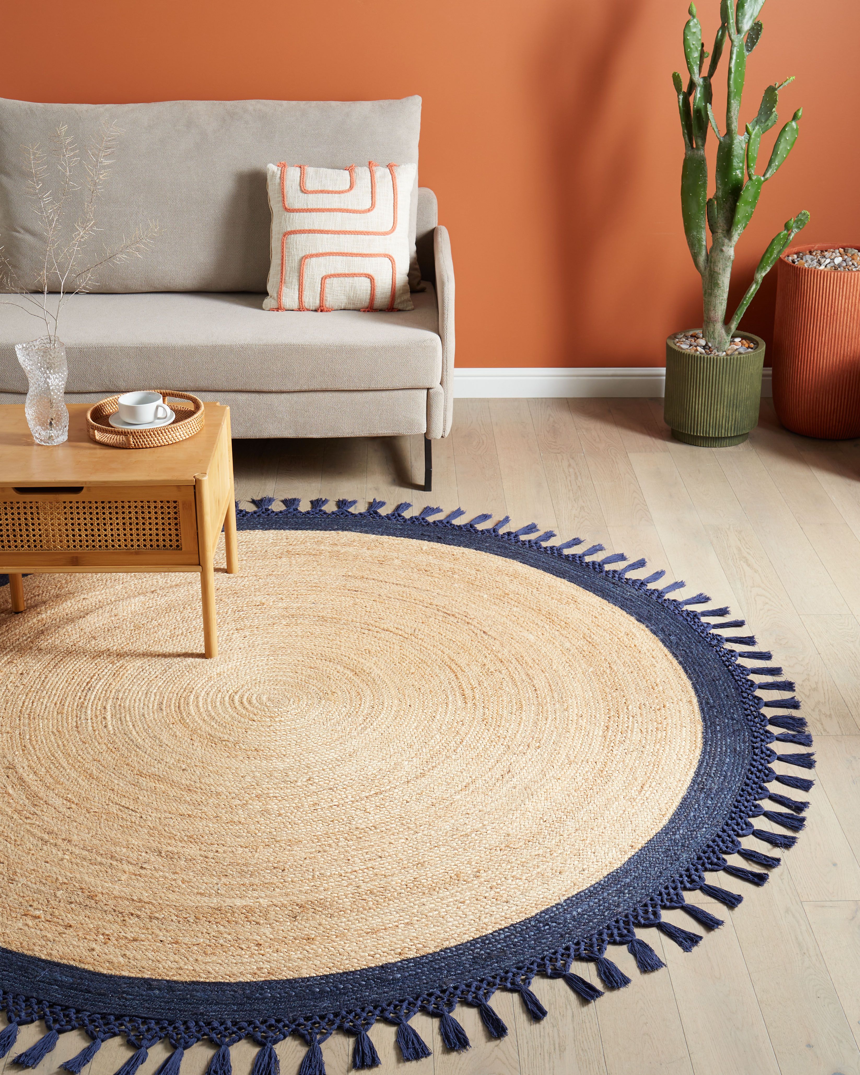 Rug MARTS Dark Blue ø 200 cm Jute
