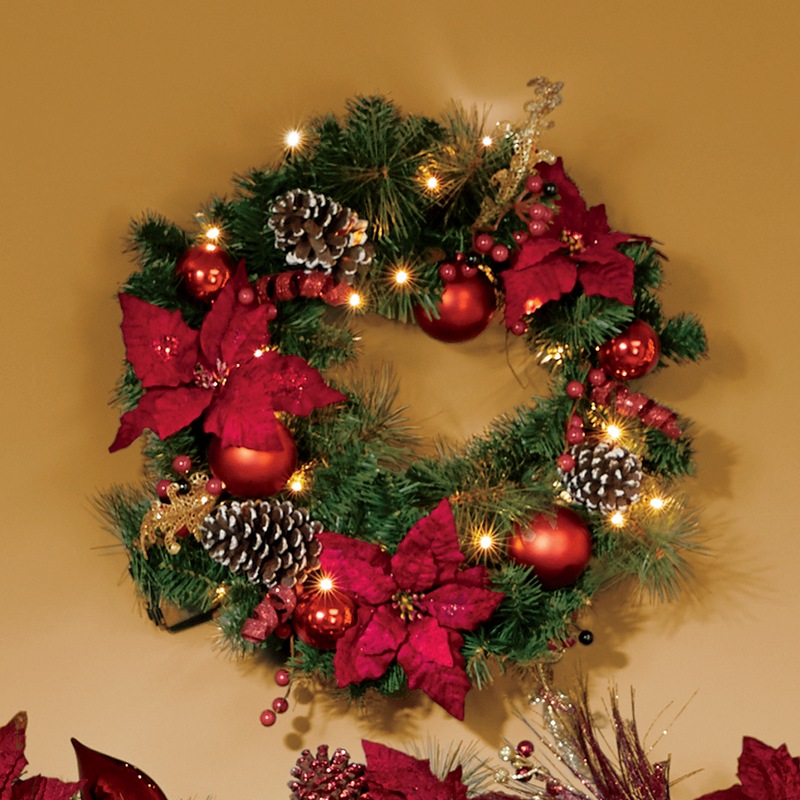 Poinsettia Christmas Wreath - MIDNIGHT VELVET CATALOG