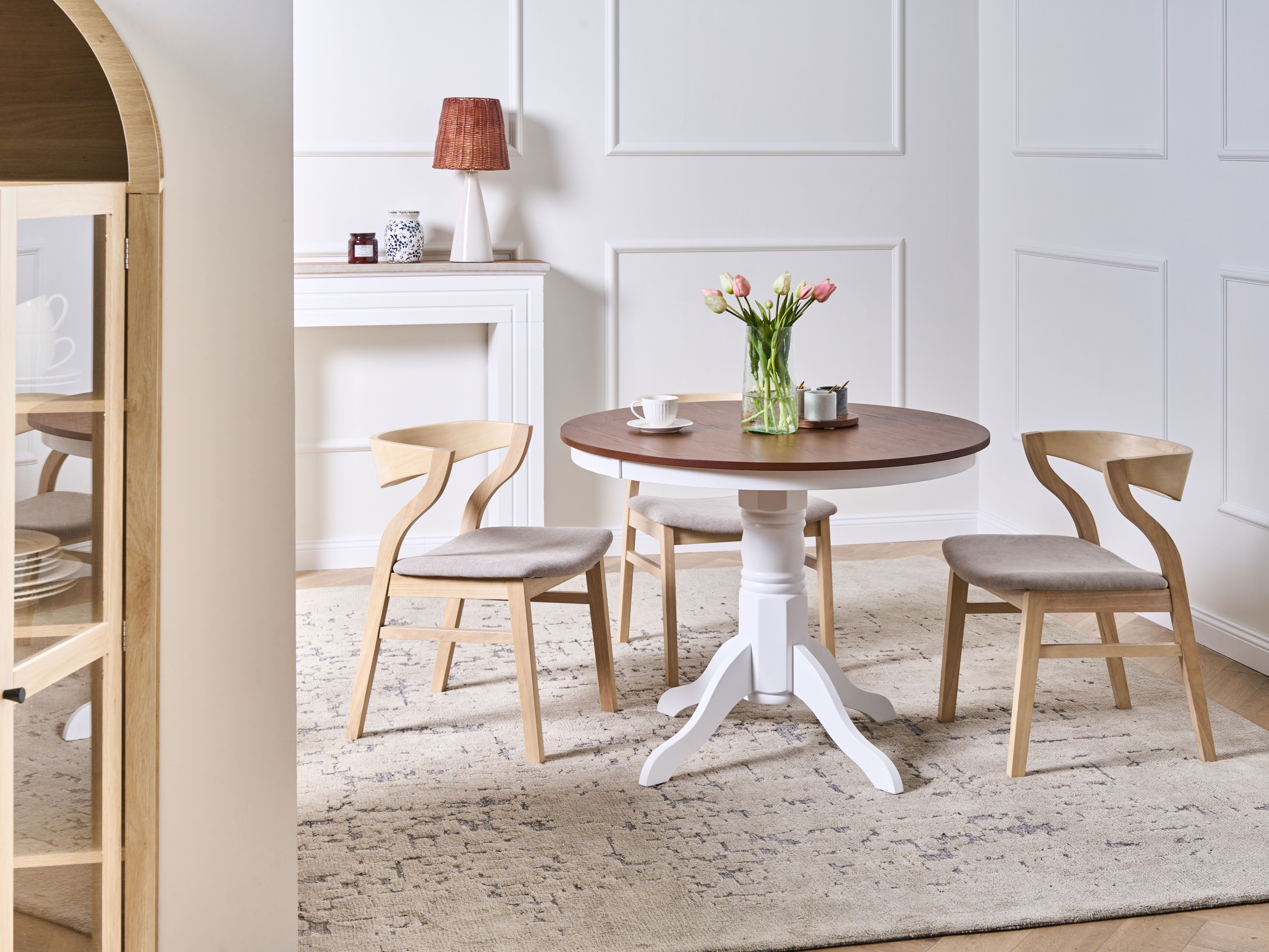 Dining Table AKRON Brown Ash Wood 100 cm 100 cm Wood