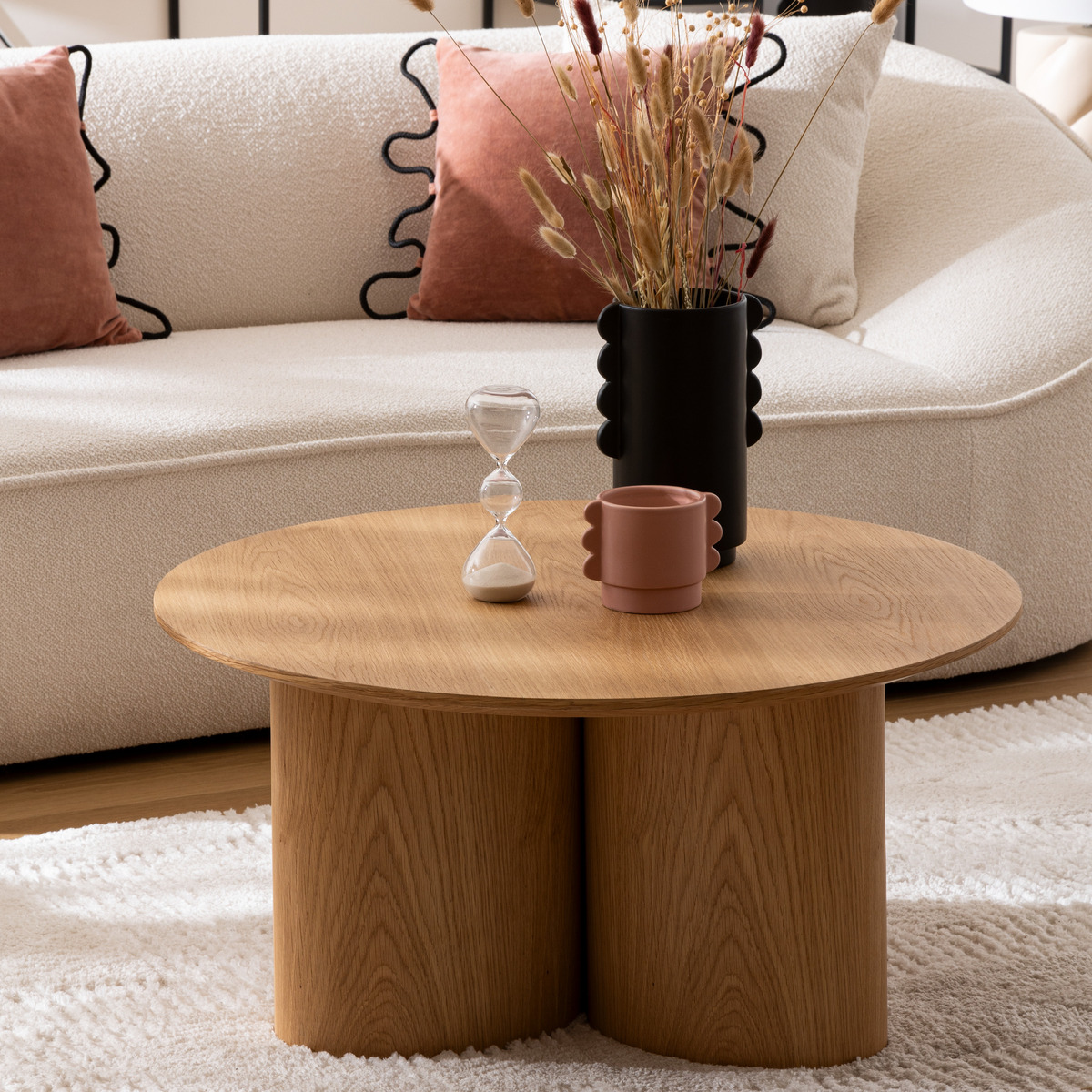 Coffee table "Aliona" Natural wood, D.80 cm