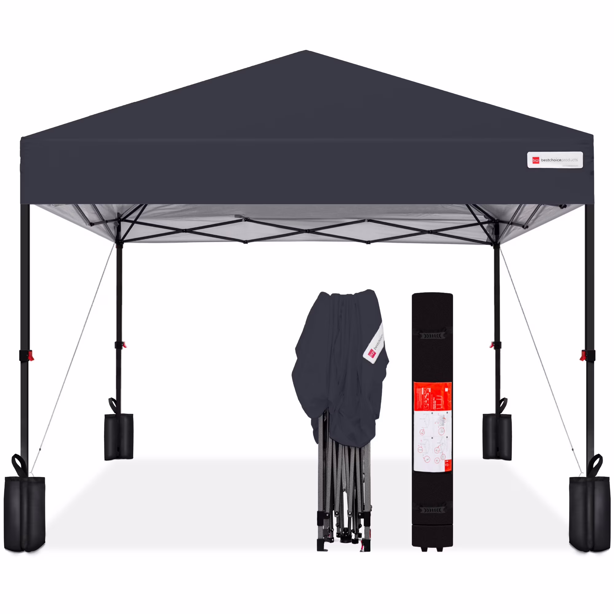 Best Choice Products 10x10ft Easy Setup Pop Up Canopy w/ 1-Button Setup, Wheeled Case, 4 Weight Bags - White - Image 47