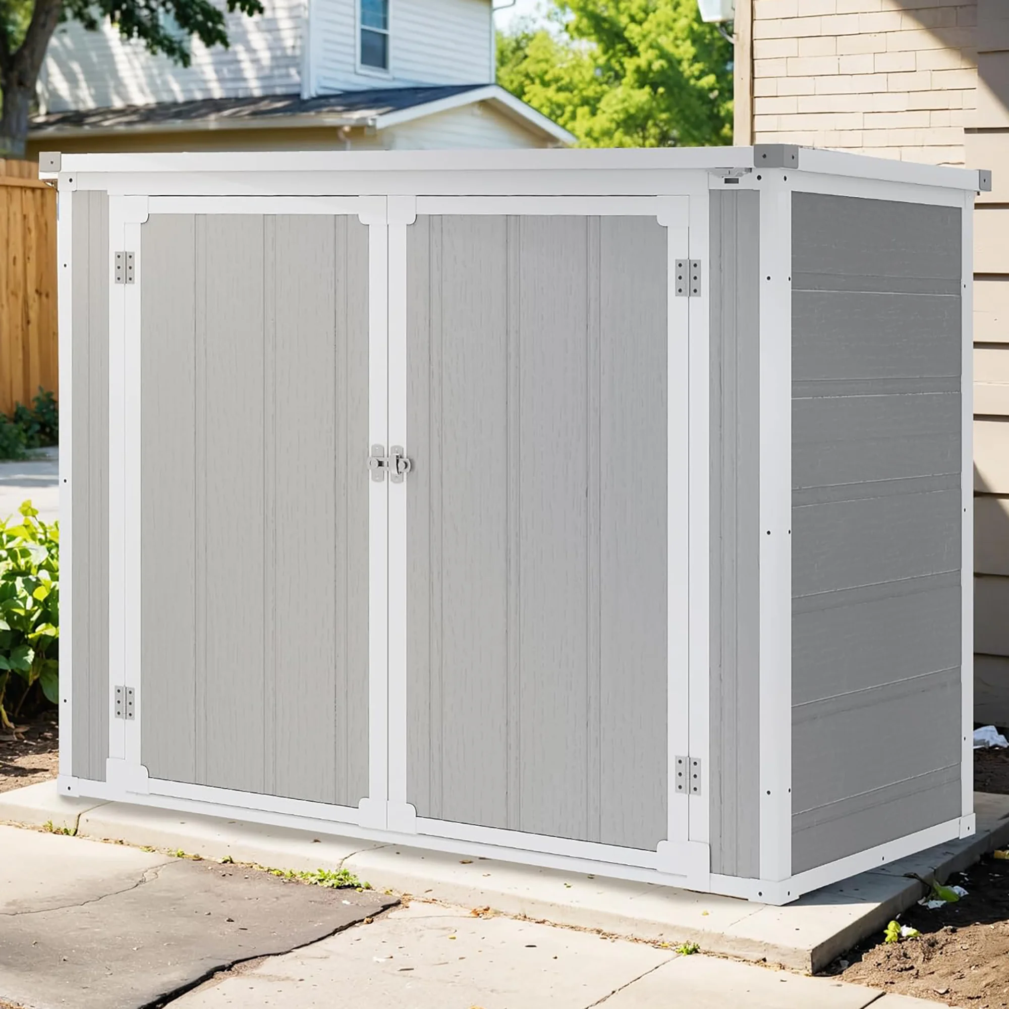 5'��3' Outdoor Storage Shed, Resin Storage Cabinet, Garden Tool Shed with Double Lockable Doors, Organizer Cabinet for Patio Yard, Gray - Image 17