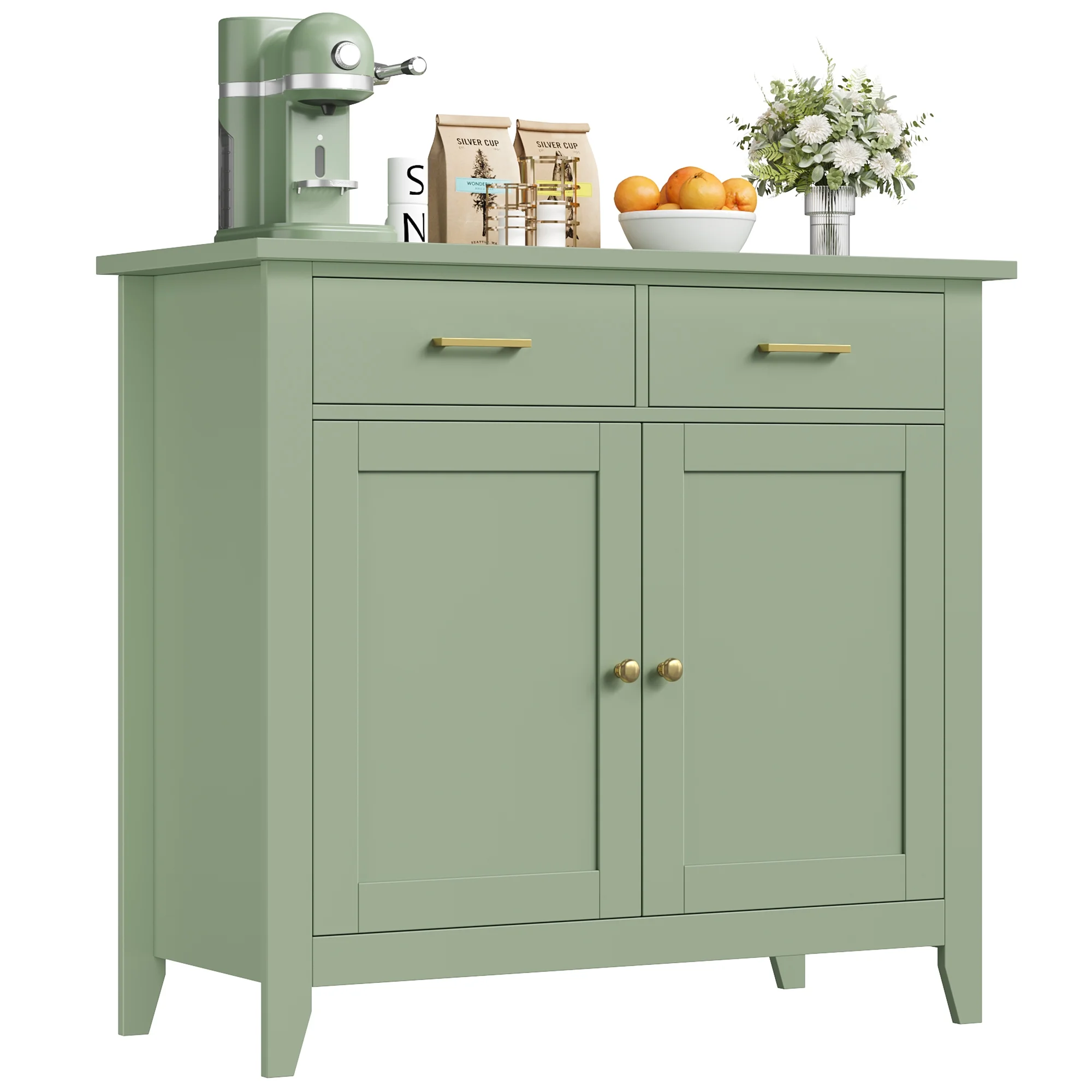 Homfa Entryway Cabinet, Kitchen Storage Cabinet, Farmhouse Buffet Sideboard with 2 Drawers and 2 Doors,Coffee Bar with Storage for Dining Room Living Room,White - Image 27
