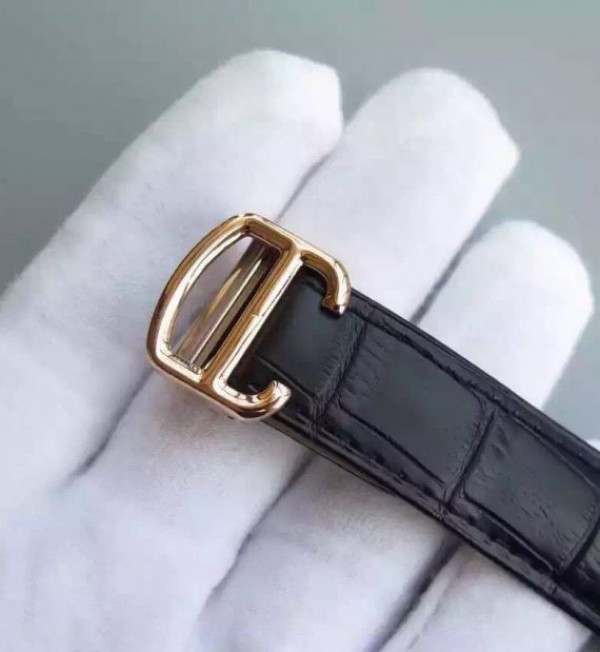 Replica Cartier Ballon Bleu 40mm RG Diamonds Bezel Black Dial Leather Strap MIYOTA9015 - Top club