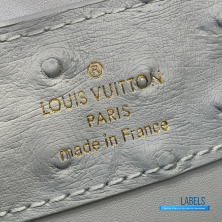 Powder Blue Ostrich Leather Mini Handbag with Gold Charm Chain1:1High-quality replica