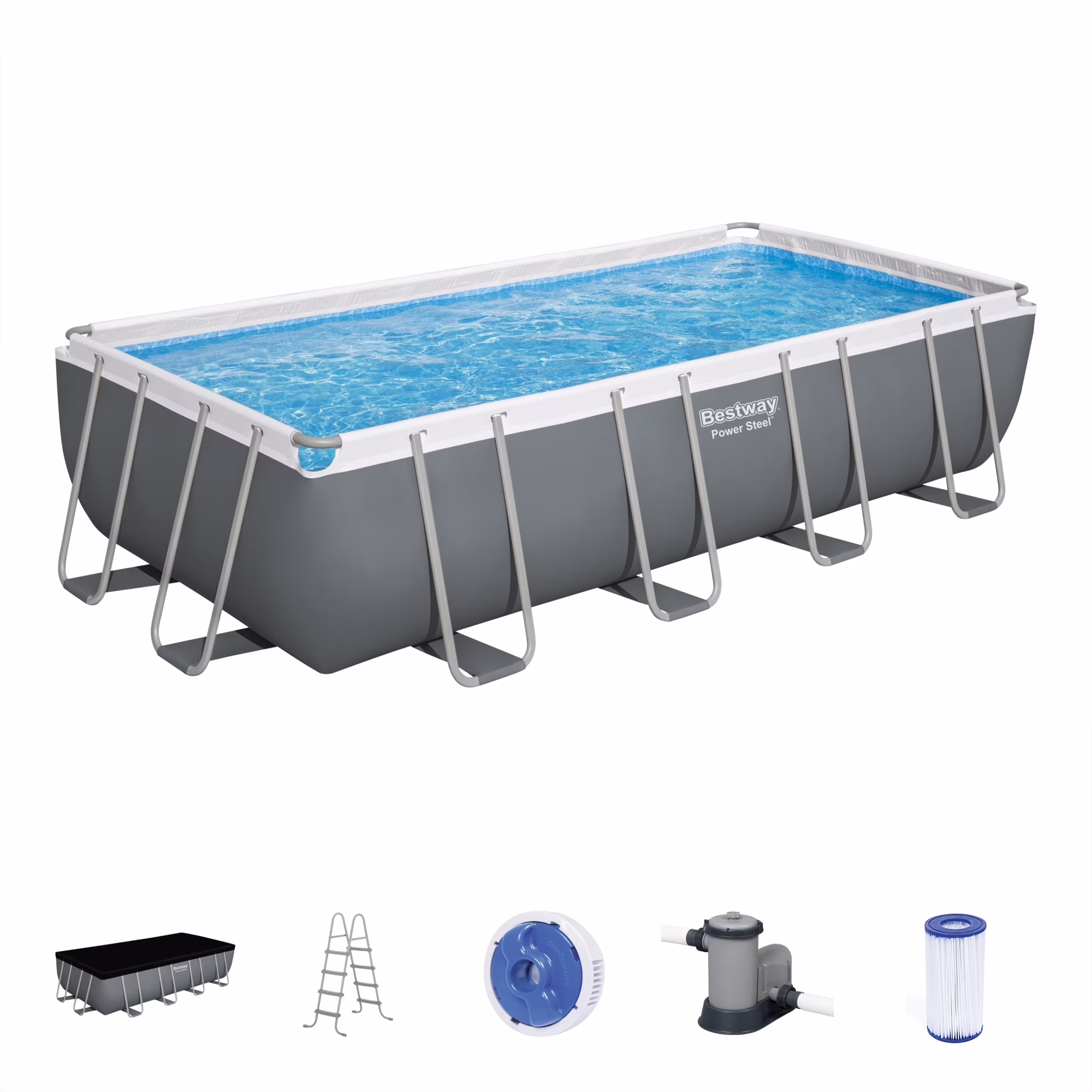 Bestway 24' x 12' x 52" Rectangular Frame Above Ground Swimming Pool Set - Image 9