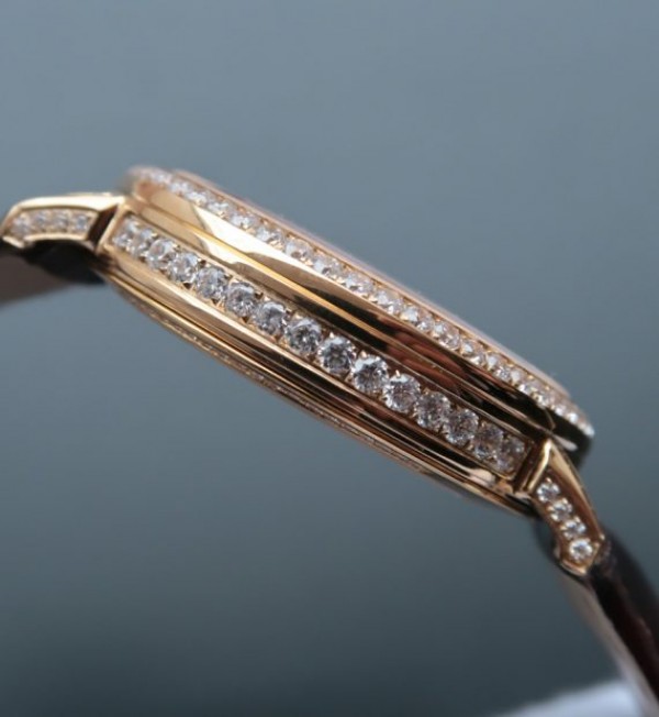 Replica Cartier Tourbillon YG Diamonds Dial Bezel Leather Strap - Top club
