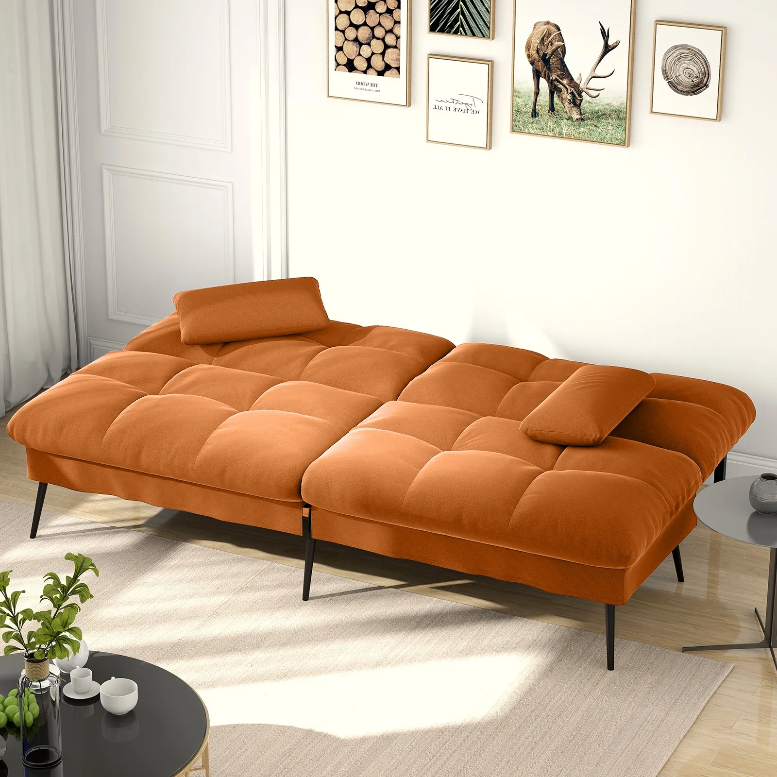 COMHOMA Cloud Comfort Convertible Futon Sofa Bed, Gray - Image 27