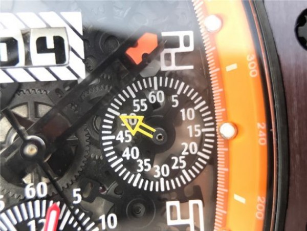 Replica Richard Mille RM011 Felipe Massa RG Chrono Brown Skeleton Dial Orange Rubber Strap A7750 - Top club