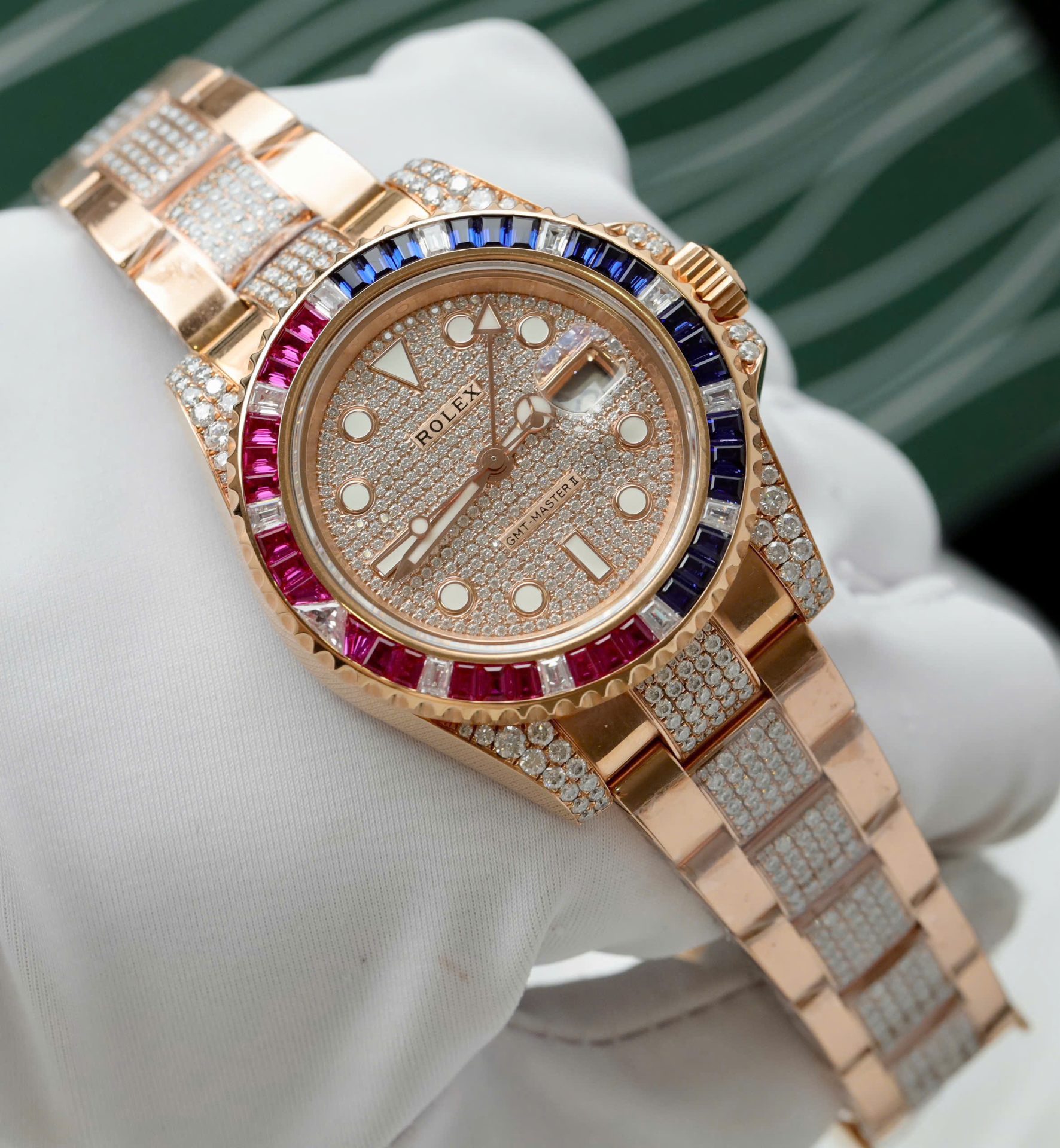 Rolex GMT-Master II 126755 SARU-DIAO Gold Wrapped Moissanite Sapphire Replica Watch 40mm - Top club