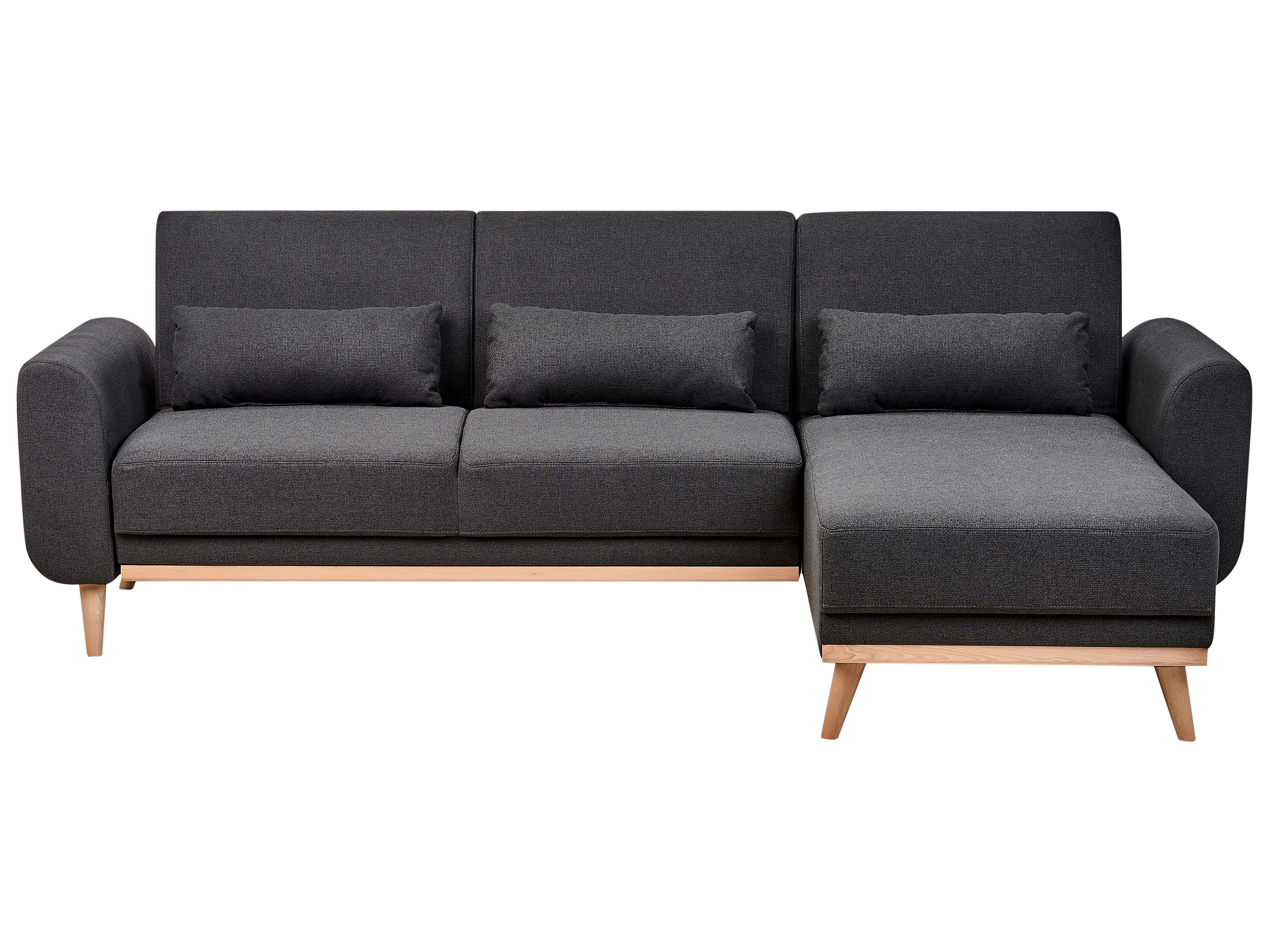 Corner Sofa Bed 3 Seater OLLSTA Fabric Black Left Hand