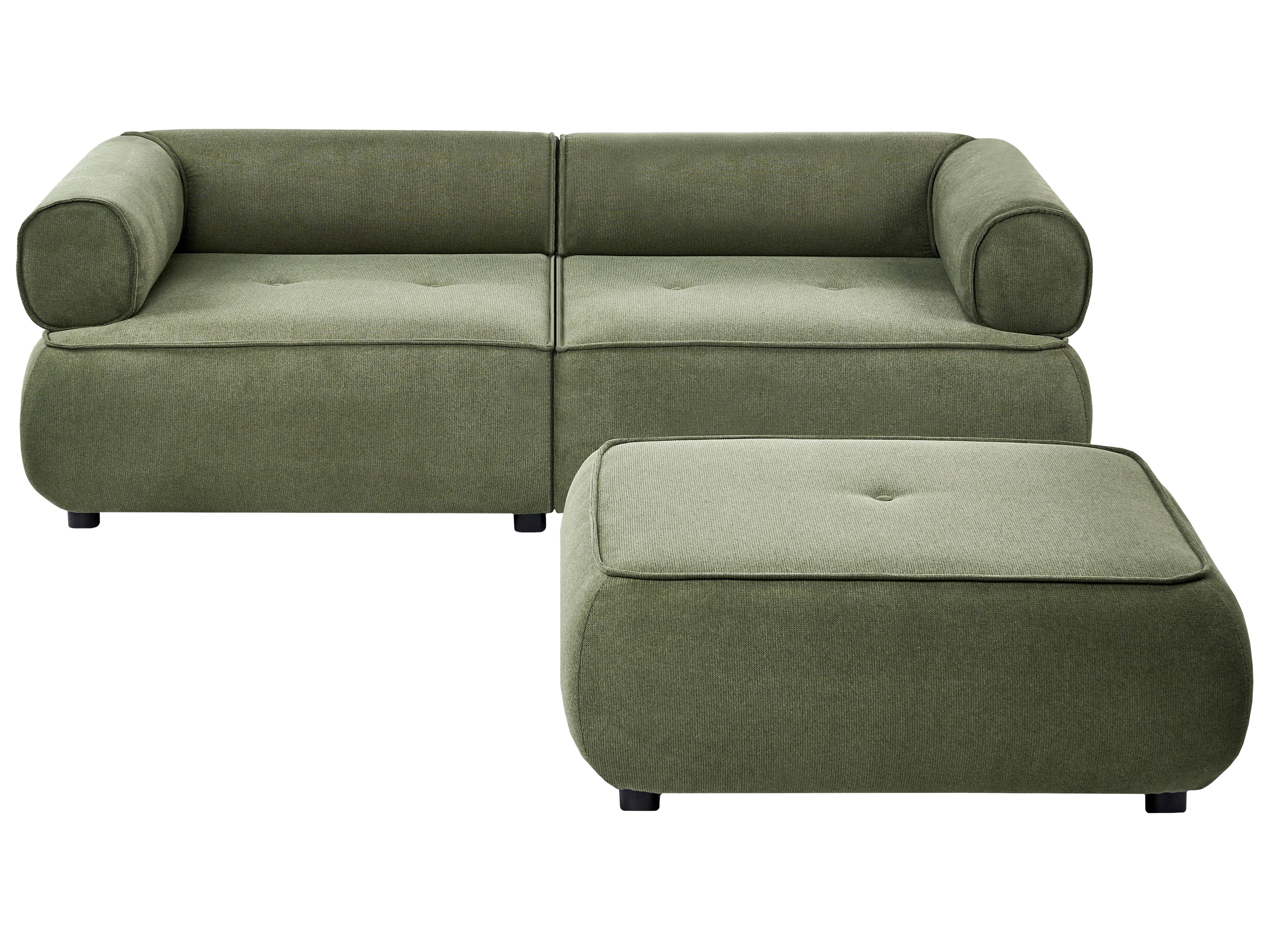 Sofa 3 Seater SALLA Fabric Green with Ottoman