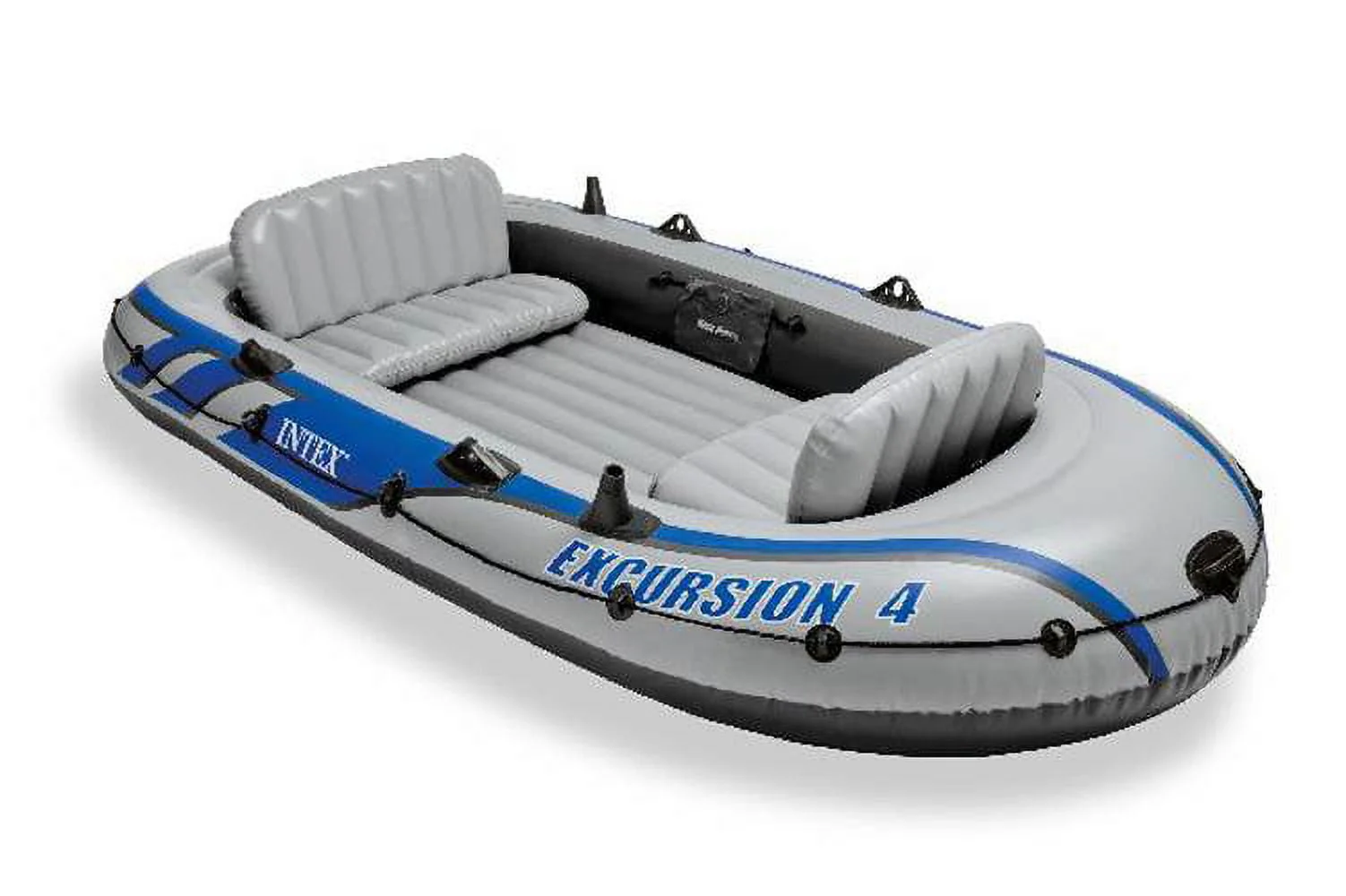 Intex Excursion 4 Inflatable Raft Set w/ 2 Transom Mount 8 Speed Trolling Motors - Image 2