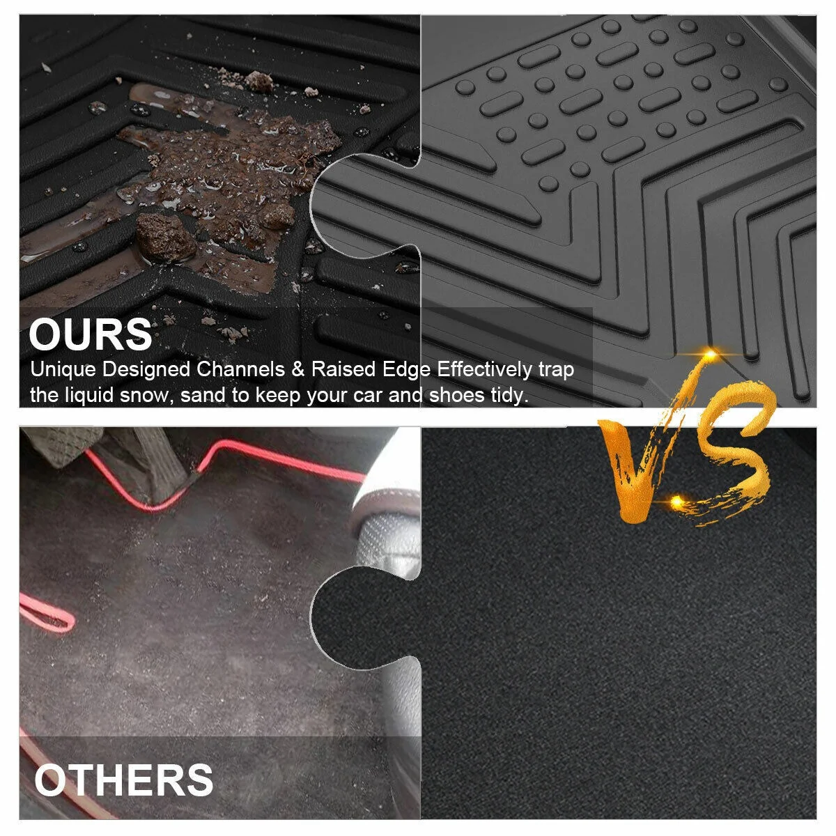 RVNI Floor Mat Liners for 2010 2011 2012 2013 2014 Ford F-150 Super Crew Cab All Weather Black 3pcs 3D TPE Liners - Image 6
