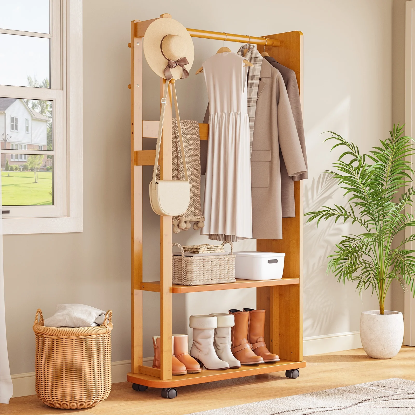 Cottinch Full Length Mirror with Coat Rack, 63