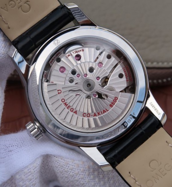 Replica Omega V6 De Ville 41mm SS White Dial Black Leather Strap A8500 - Top club