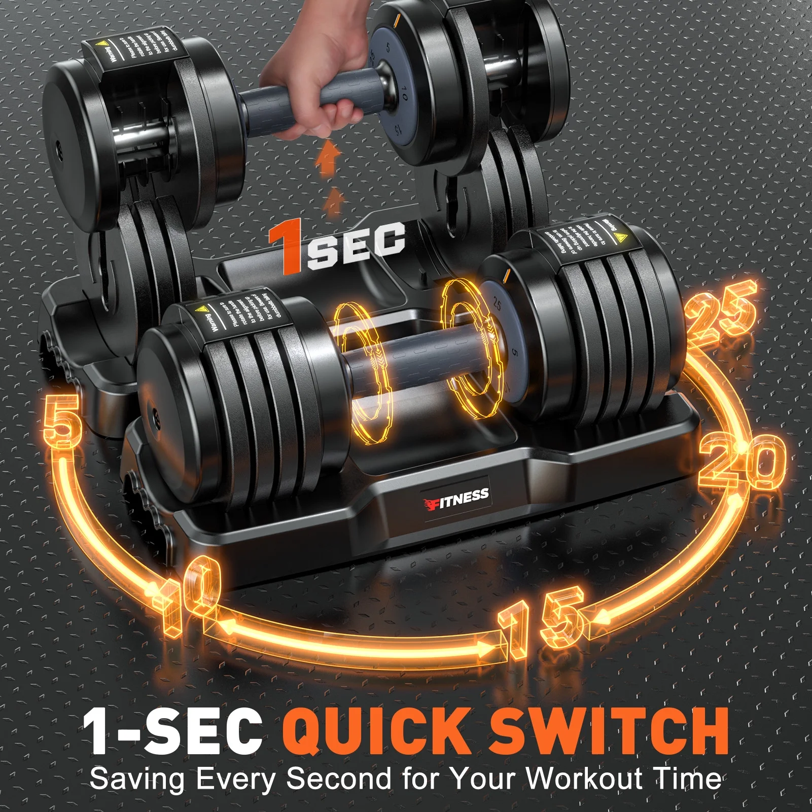 GIKPAL 50lb(25lb*2) 5 in 1 Adjustable Dumbbells 25LB set of 2 Adjustable Free Weights Plates and Rack - Hand Weights for Women and Men - Adjust Weight for Home Gym Full Body Workout Fitness - Image 10