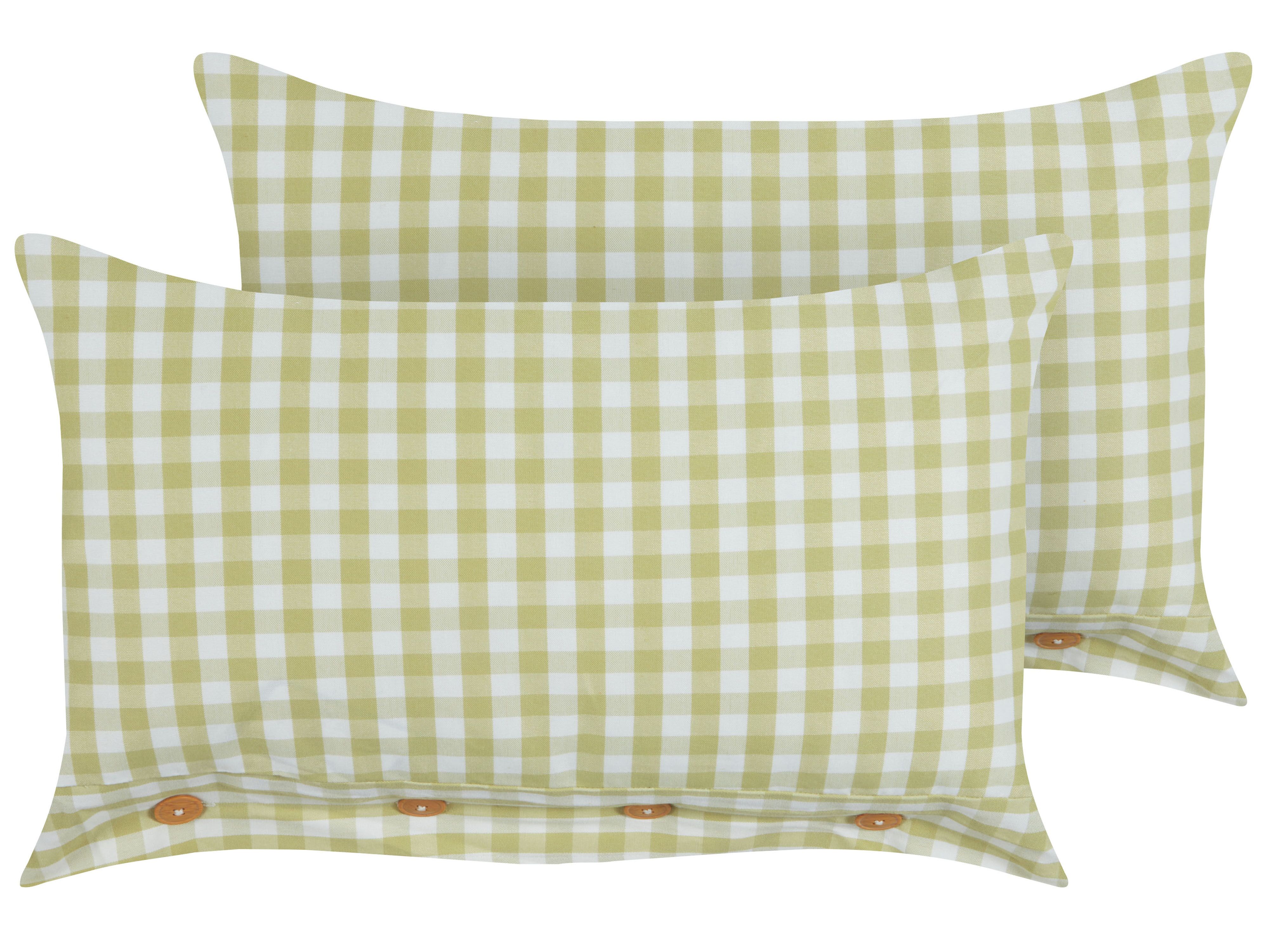 Set of 2 Decorative Cushions TALYA 40 x 60 cm Olive Green Checked