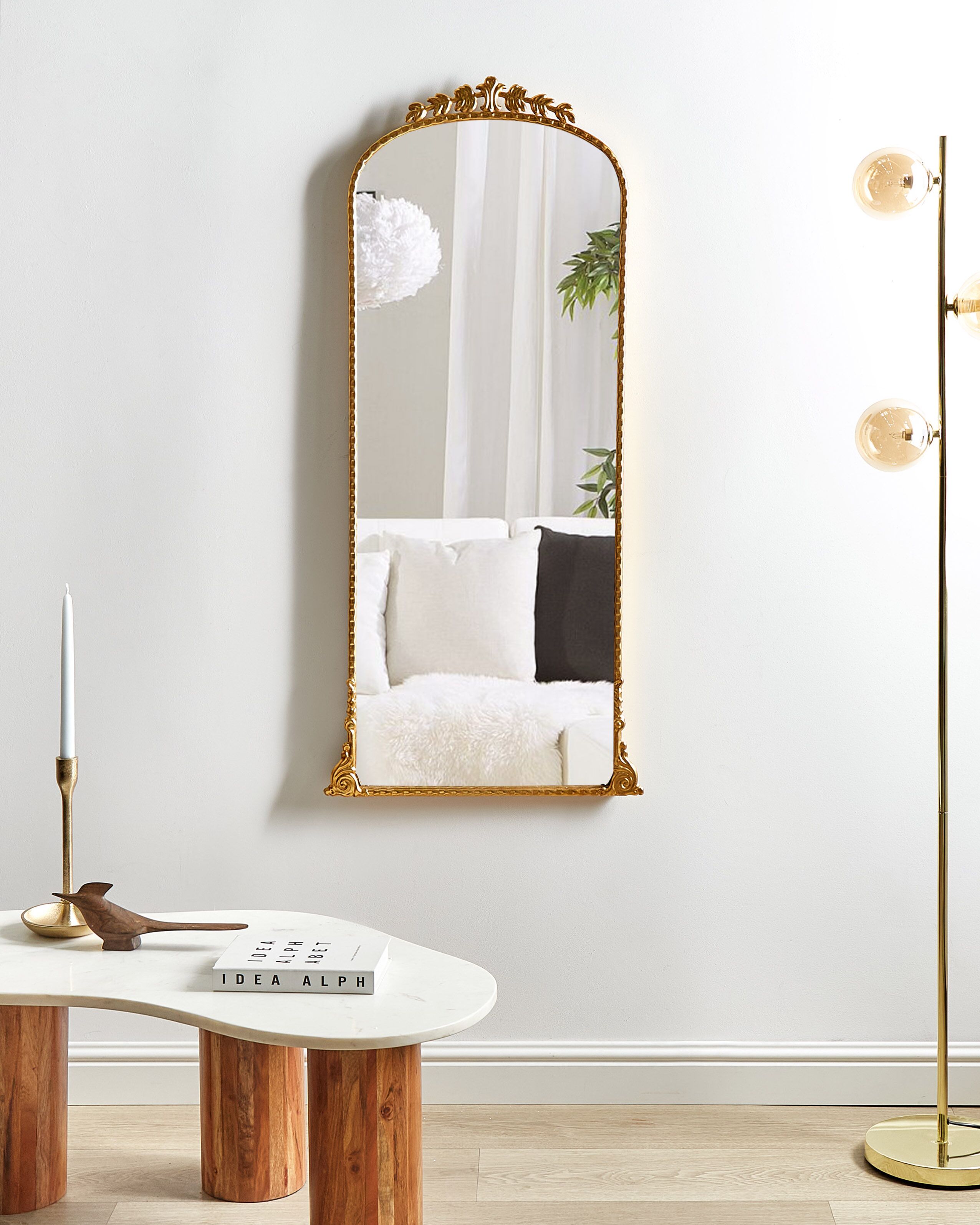 Wall Mirror LIVRY 51 cm 114 cm Metal Gold