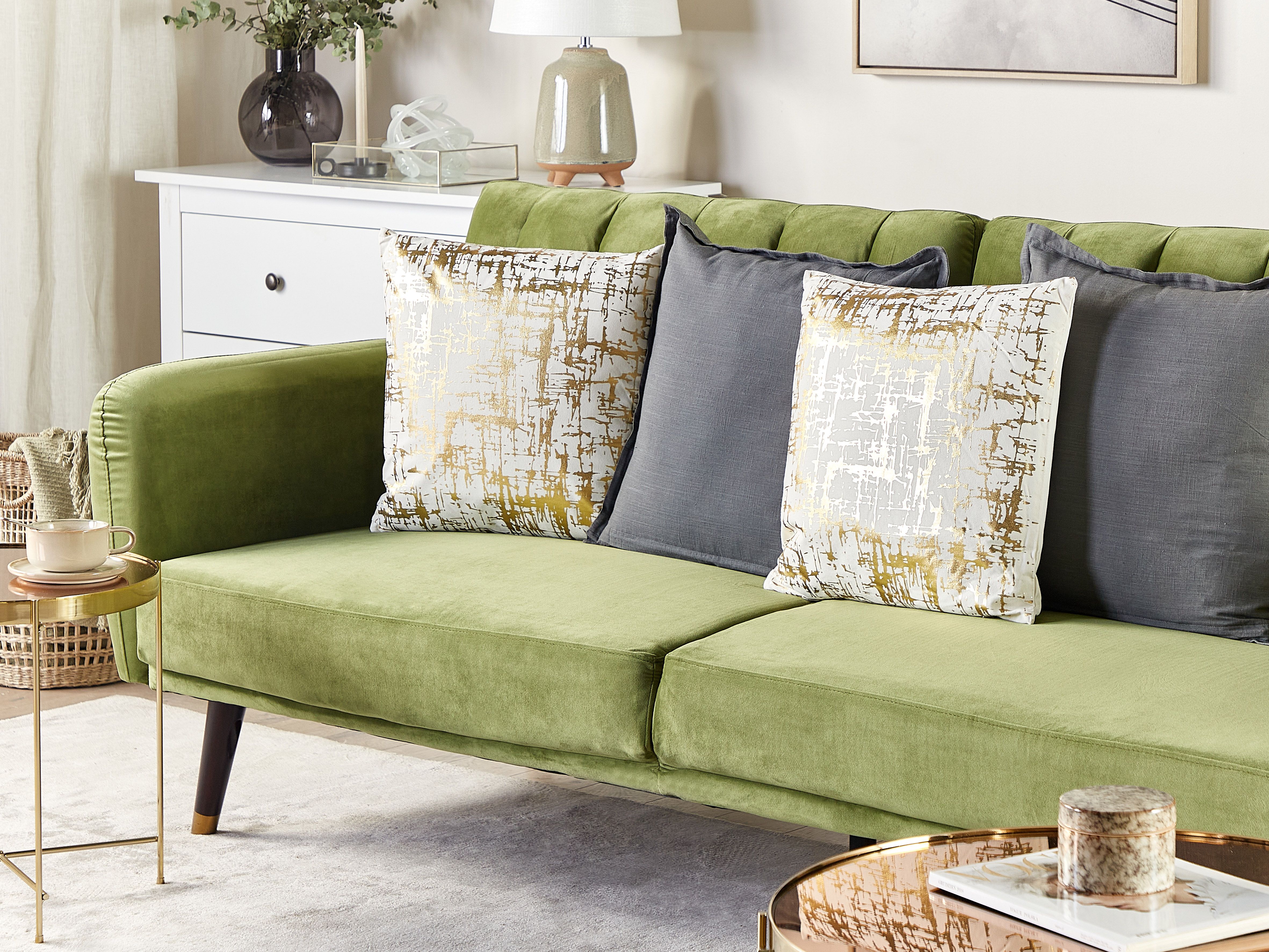 Set of 2 Decorative Cushions GARDENIA Cotton 45 x 45 cm Gold Abstract Pattern