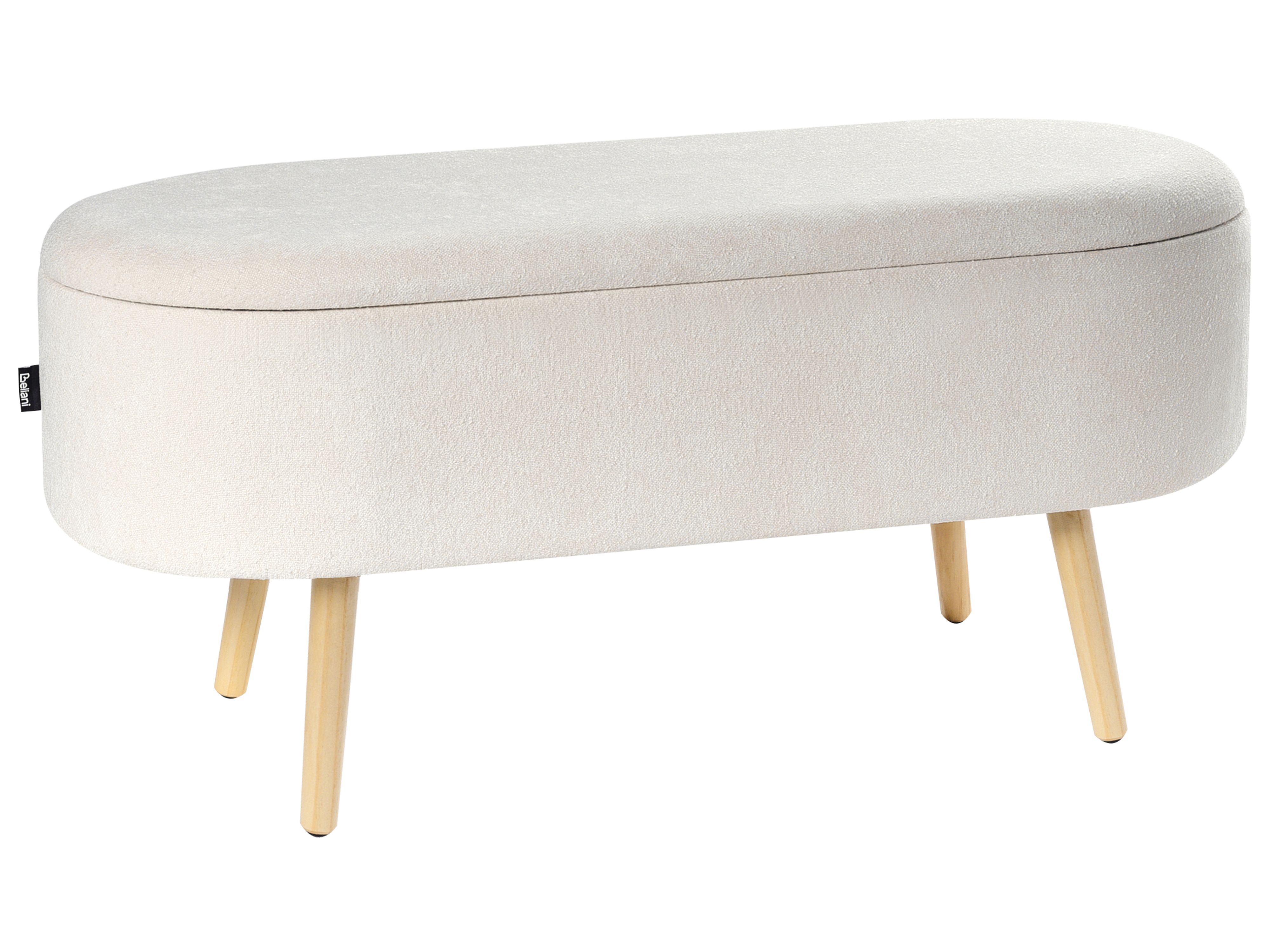 Upholstered Storage Bench OKLAHOMA Chenille Off-White