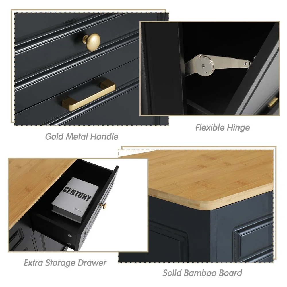 Eclife 20 Gallons Double Tilt Out Trash Cabinet Wood Tabletop, Upgrade Gray, WB010GY - Image 24