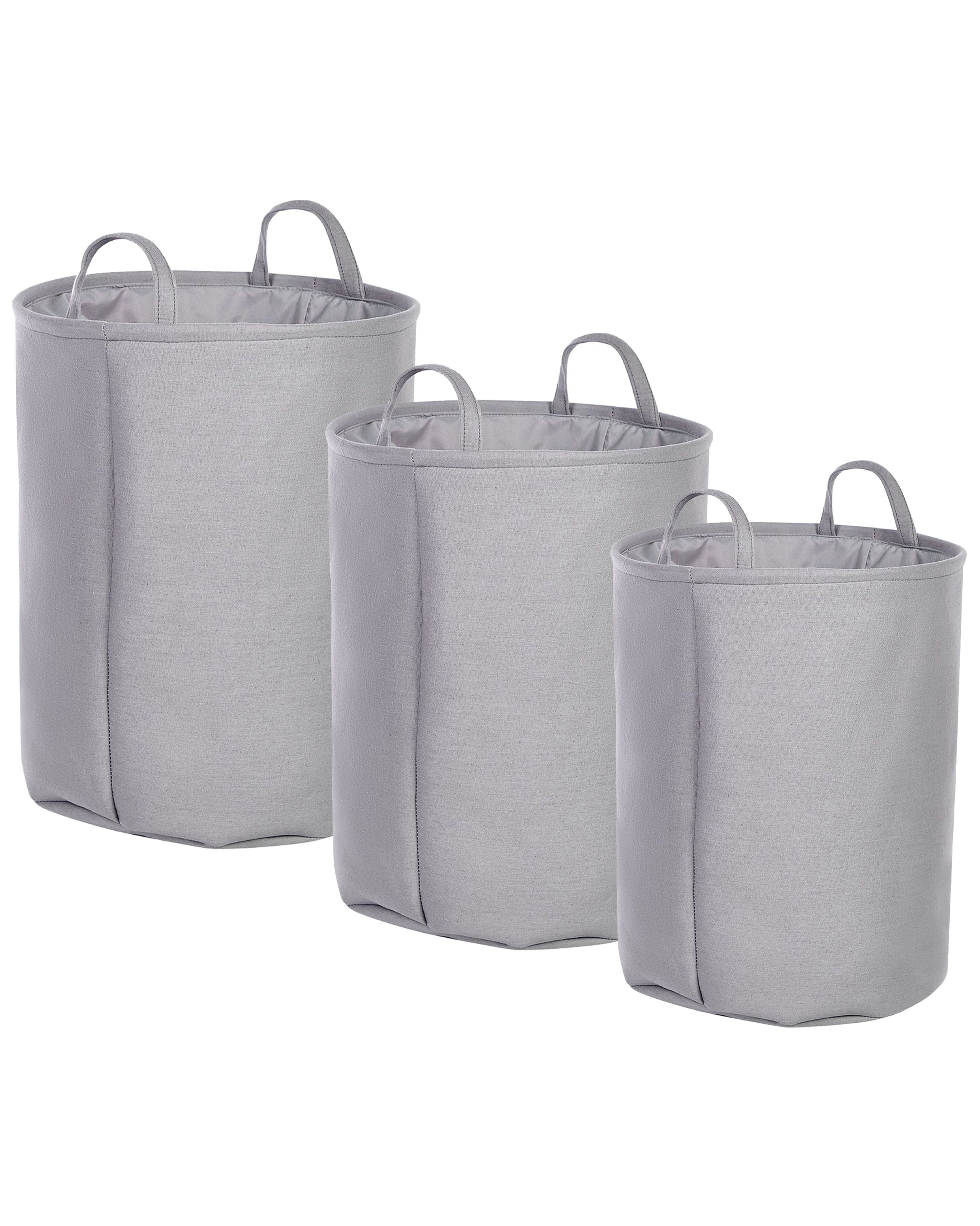 Set of 3 Baskets ARCHA Cotton Grey