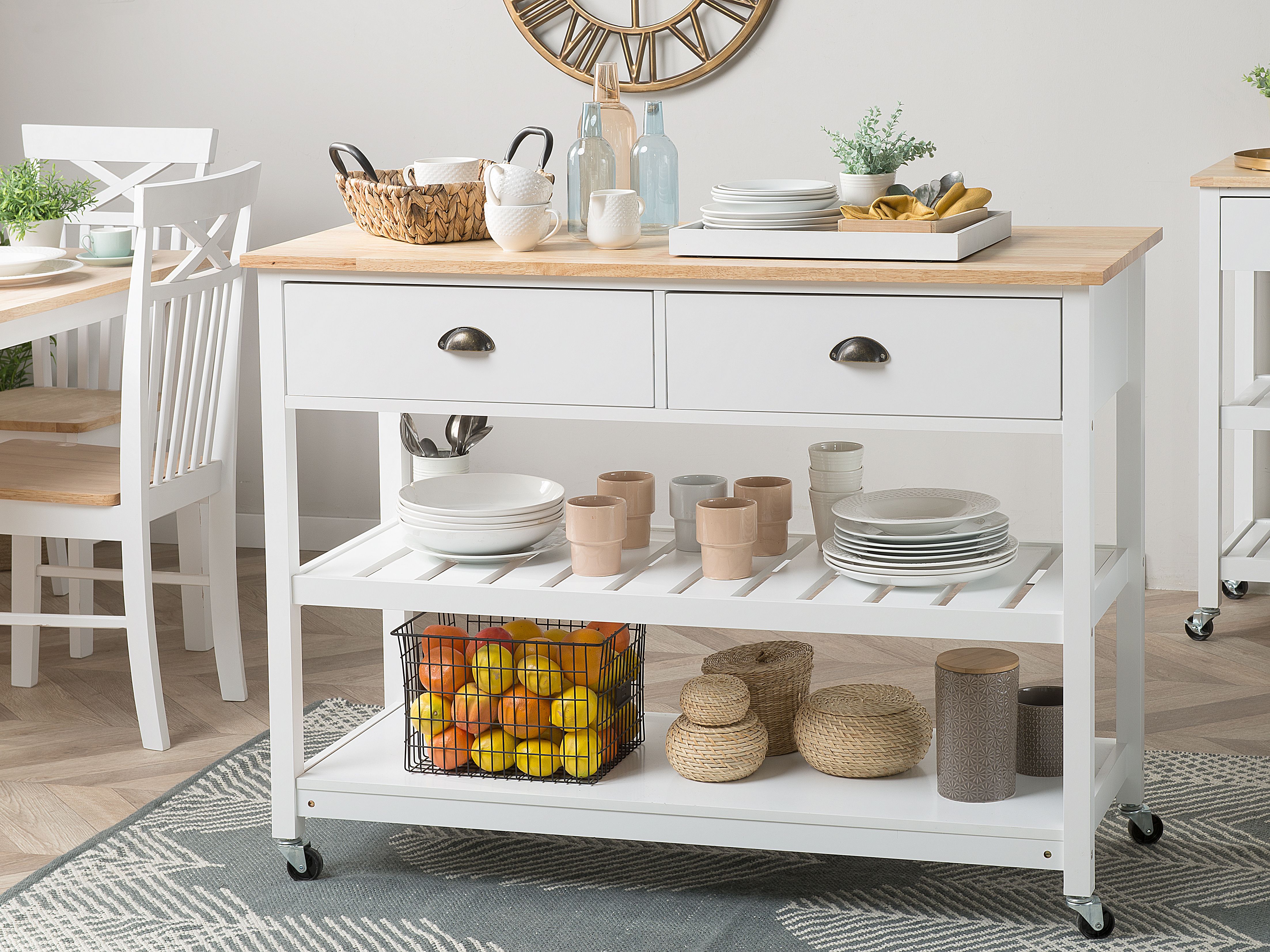 Kitchen Trolley NAVARINO Wood White
