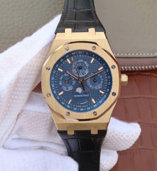 Replica Audemars Piguet JF Royal Oak 41mm 26574 YG Blue Dial Leather Strap A5134 - Top club