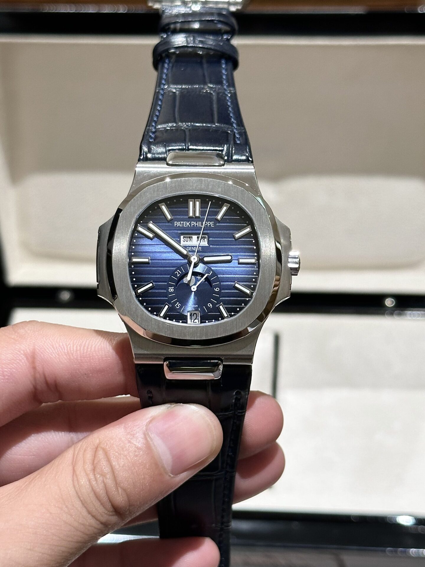 Patek Philippe 5726 Replica 1:1 Watch Blue Dial Leather Strap PPF 40.5mm - Elite Watch Atelier