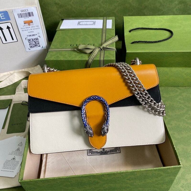 Replica Gucci Dionysus Small Shoulder Bag 400249 Orange White Leather1:1High-quality replica