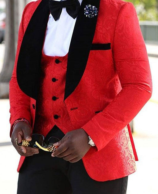 Glamorous  Plain Collar Stitching Contrast Color Jacquard Blazer & Blazer Vest & Pants 3Pcs Set